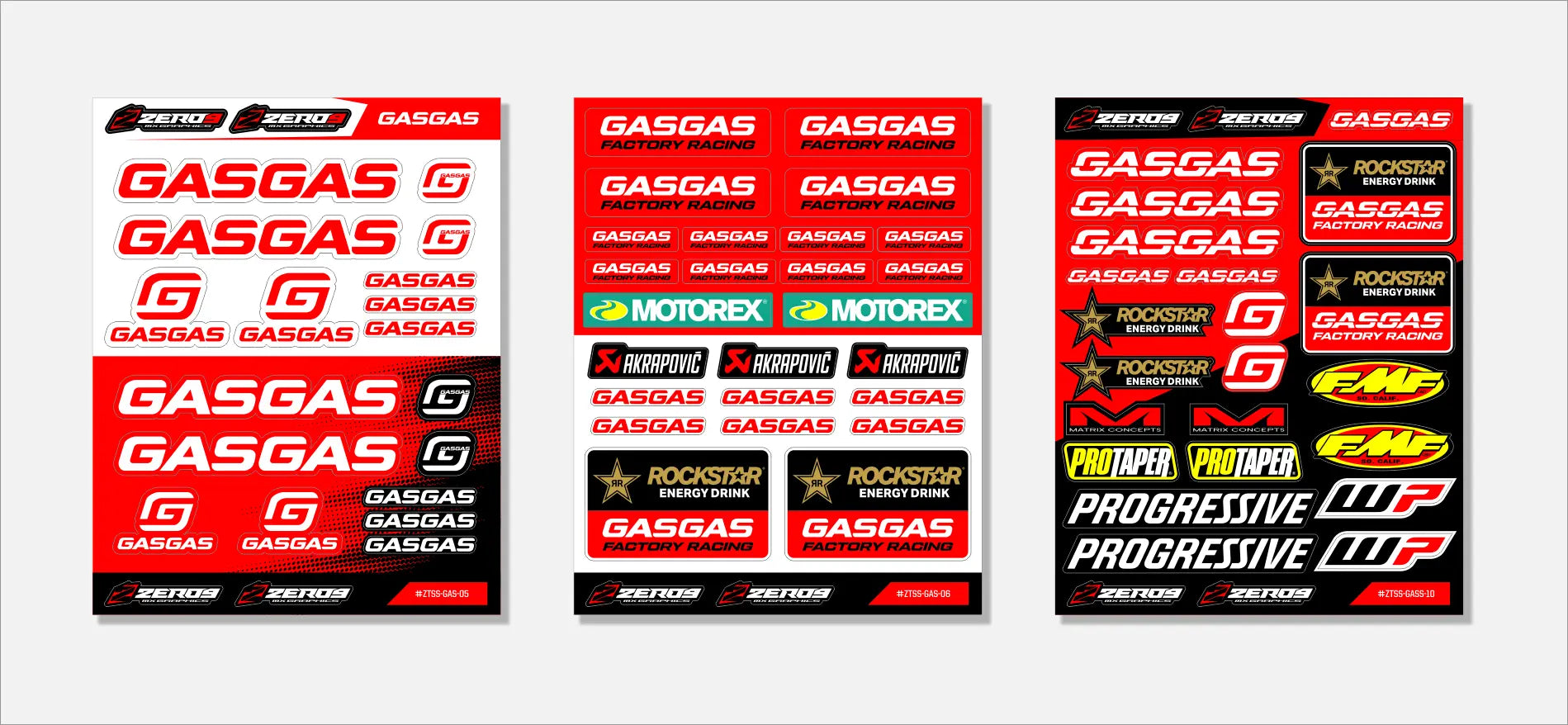 GASGAS-Sticker-Sheets-Motocross-Decals ZERO9 MX GRAPHICS