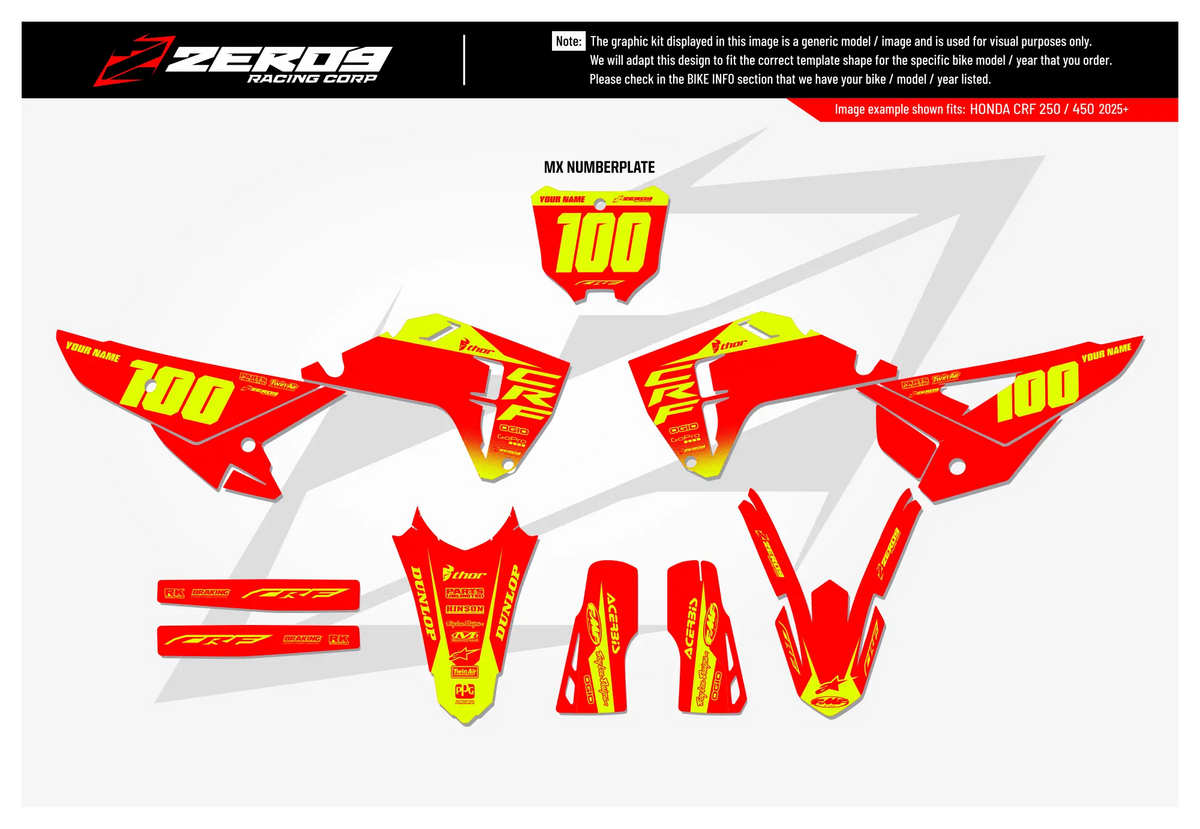 Honda Graphics Kit - BLOK | Red/Vivid Yellow GRAPHIC KIT