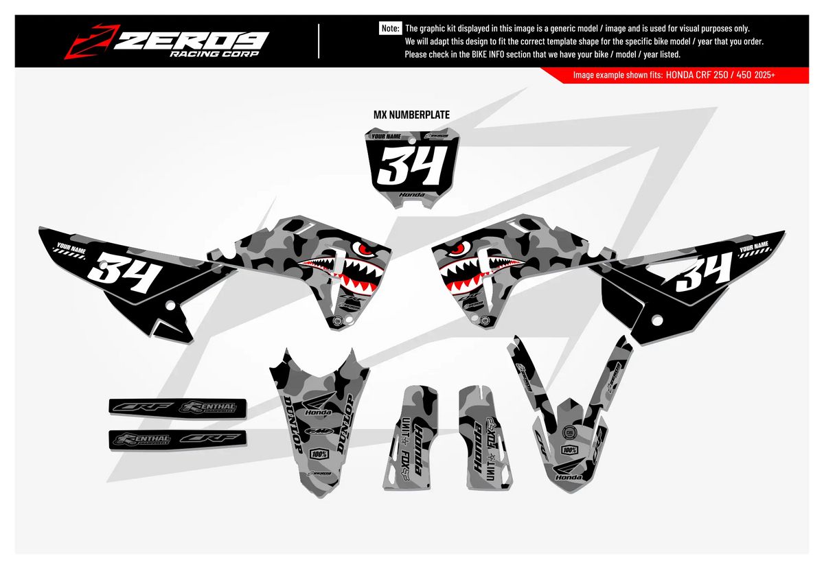 Honda Graphics Kit - BOMBER | Black GRAPHIC KIT