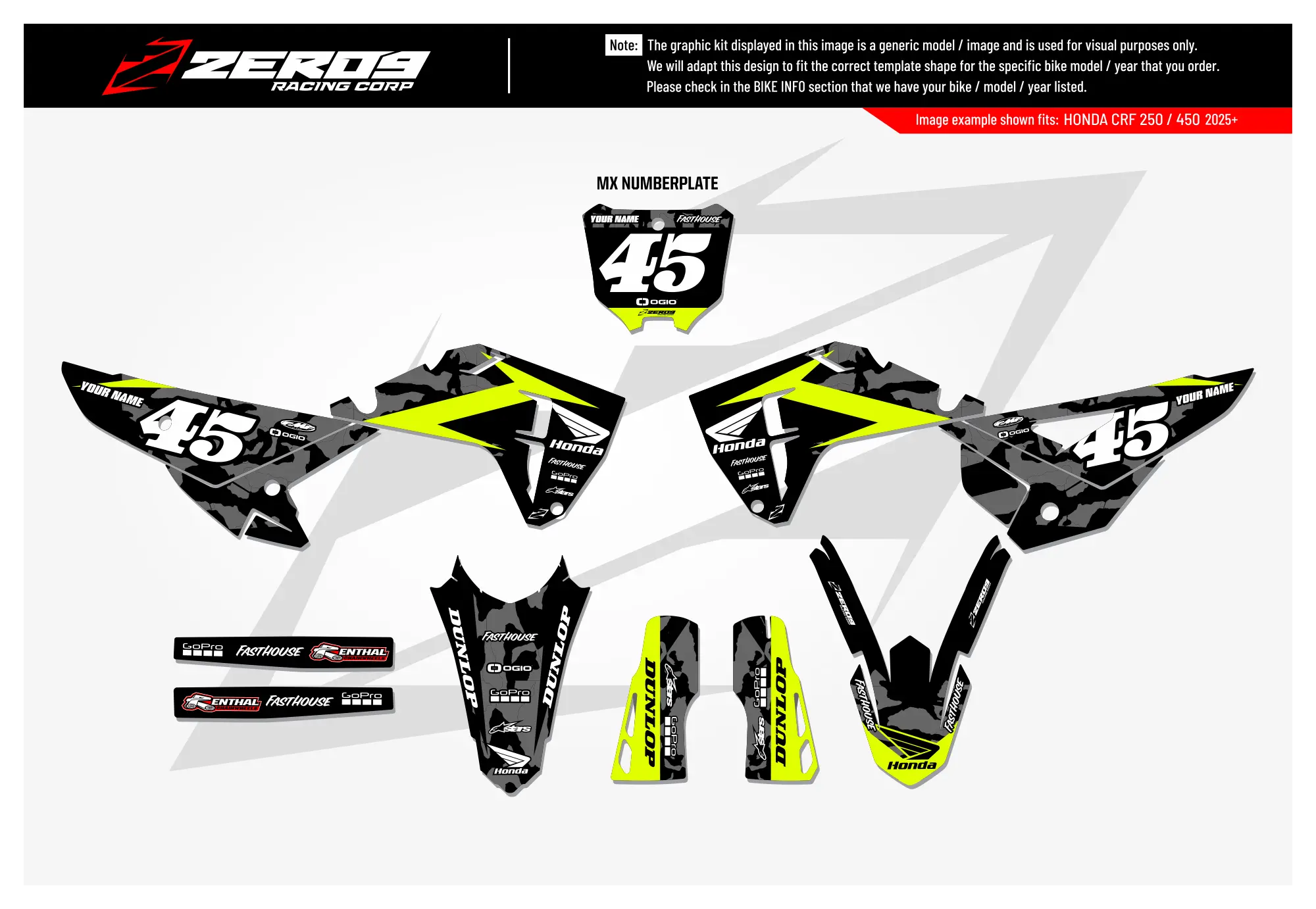 Honda Graphics Kit - CAMO | Black GRAPHIC KIT