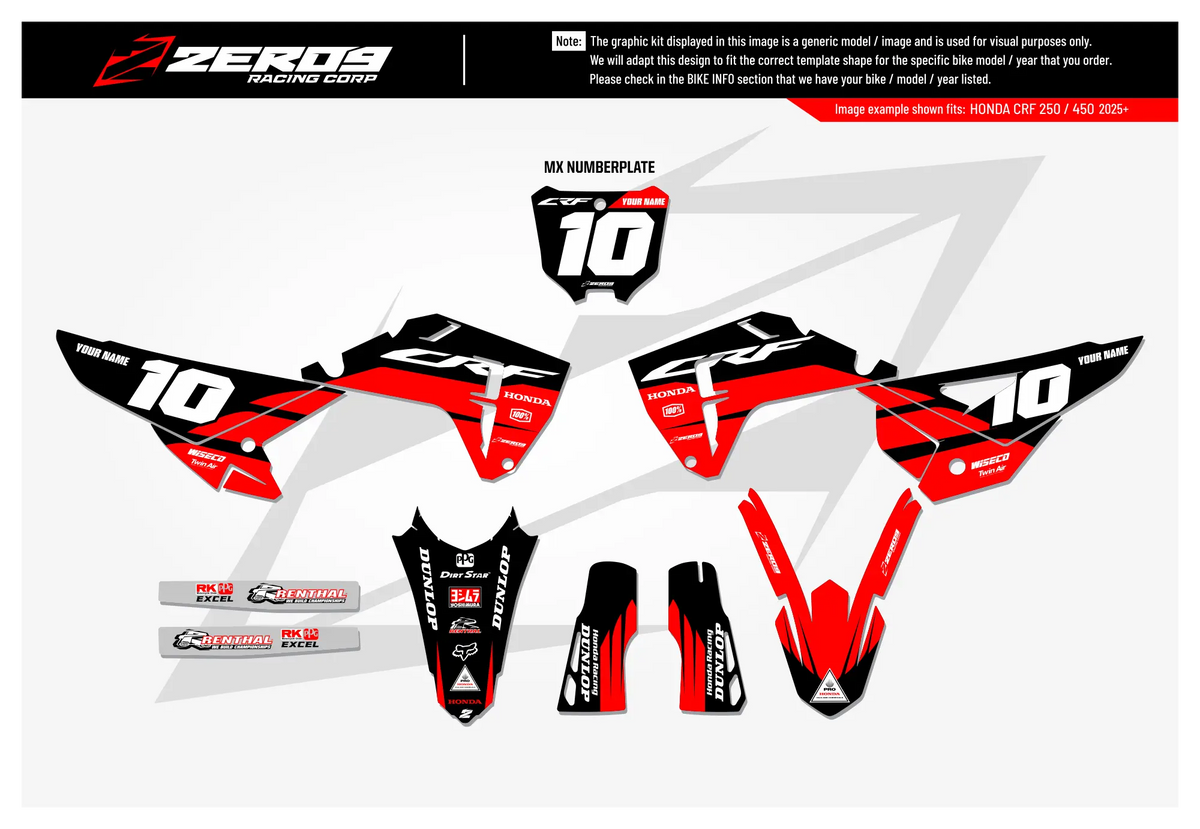 Honda Graphics Kit - DECOY | Black/Red GRAPHIC KIT