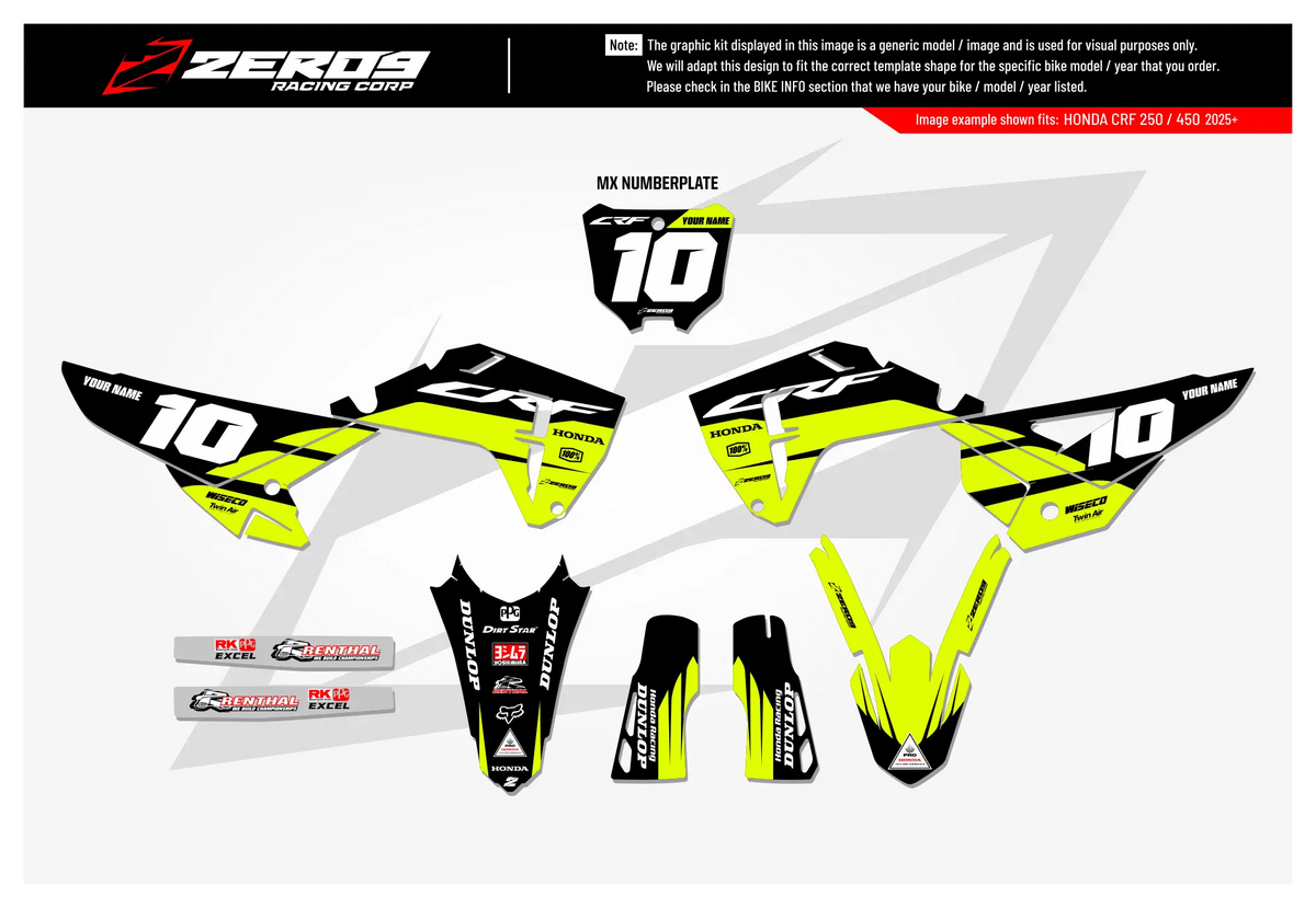 Honda Graphics Kit - DECOY | Black/Vivid Yellow GRAPHIC KIT