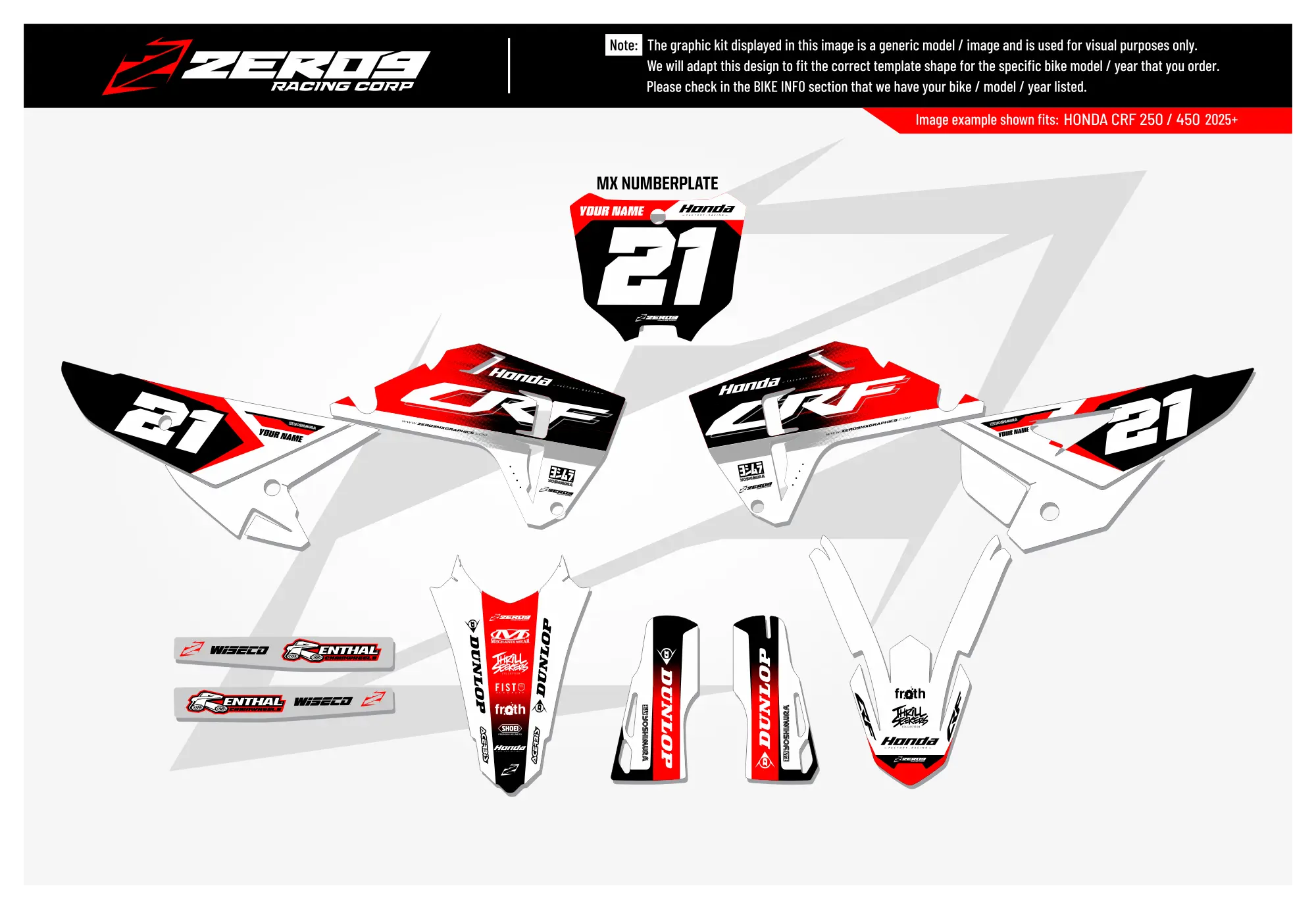 Honda Graphics Kit - ECHO | White/Red GRAPHIC KIT