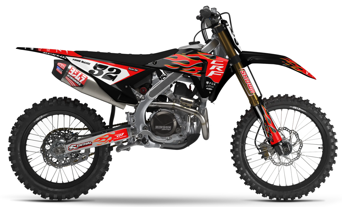 Honda Graphics Kit - FLAME | Black/Red GRAPHIC KIT