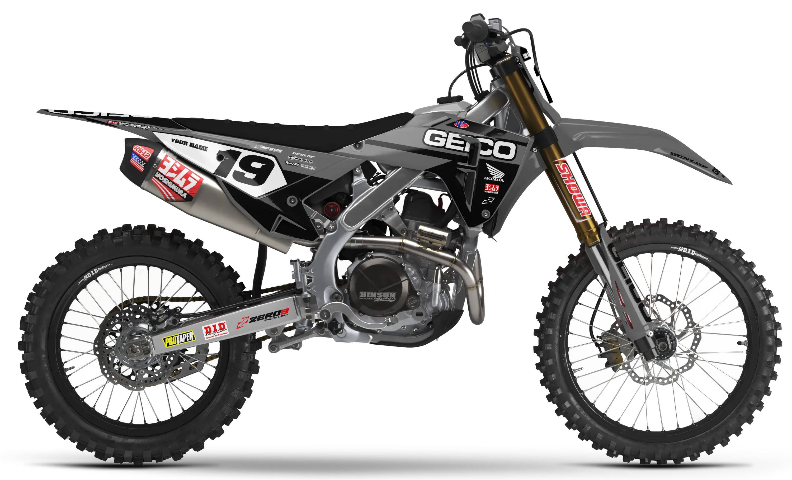 Honda Graphics Kit - GEICO SOLID | Grey GRAPHIC KIT