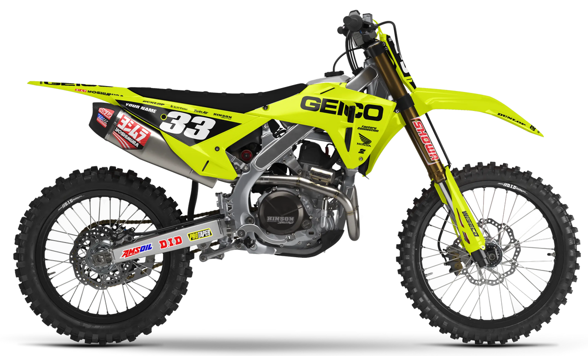 Honda Graphics Kit - GEICO | Vivid Yellow GRAPHIC KIT