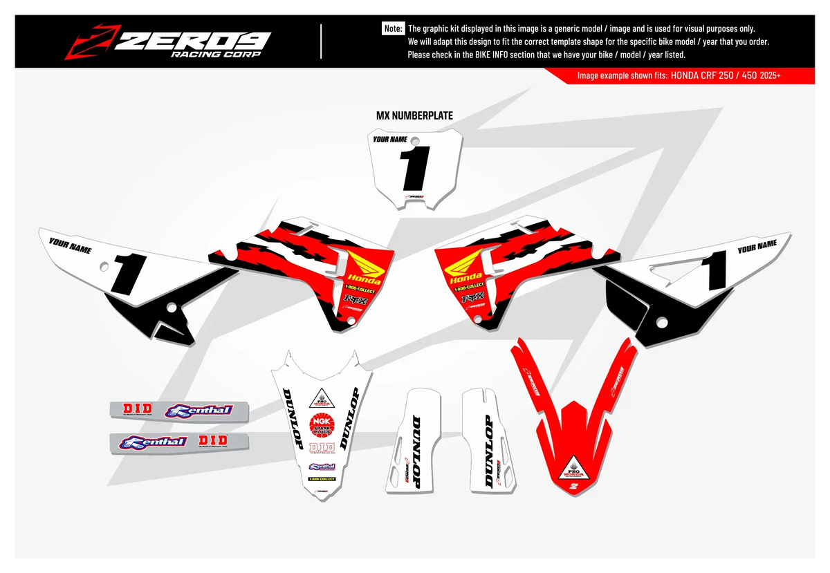 Honda Graphics Kit - MCGRATH | Red GRAPHIC KIT