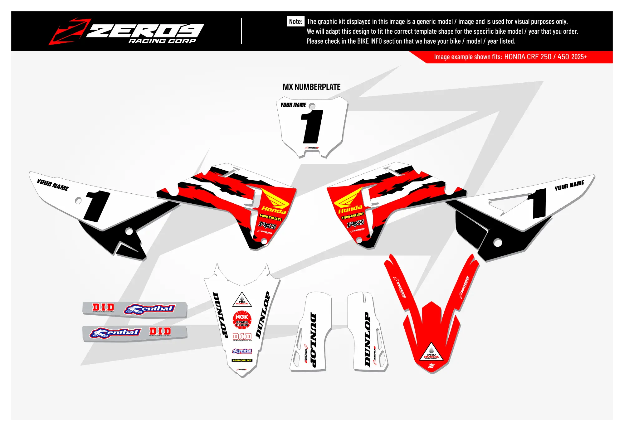 Honda Graphics Kit - MCGRATH | Red GRAPHIC KIT