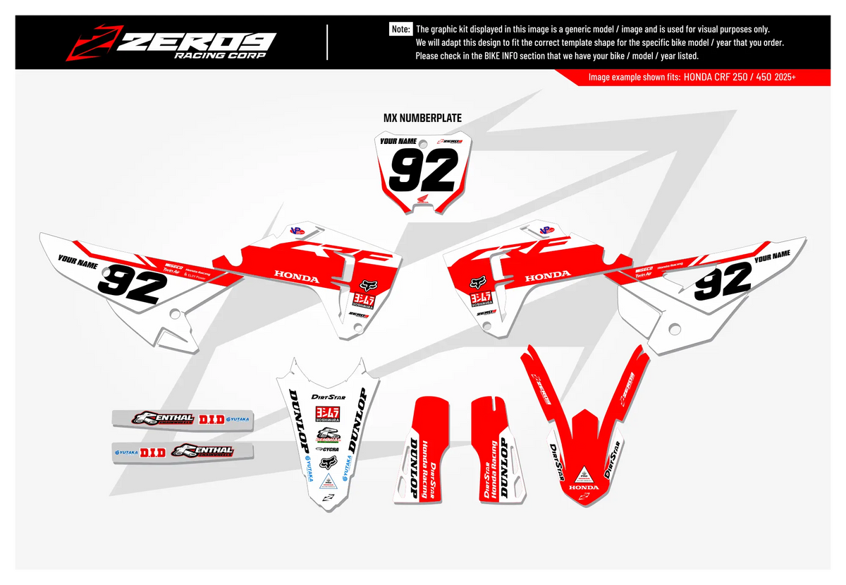 Honda Graphics Kit - NOVA | White/Red GRAPHIC KIT
