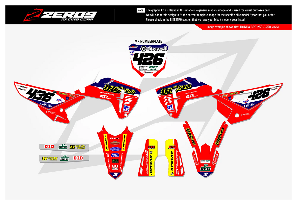 Honda Graphics Kit - TRU 7 | Red GRAPHIC KIT