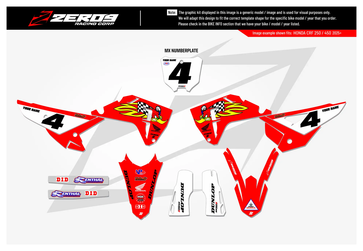 Honda Graphics Kit - WOODY | Red GRAPHIC KIT