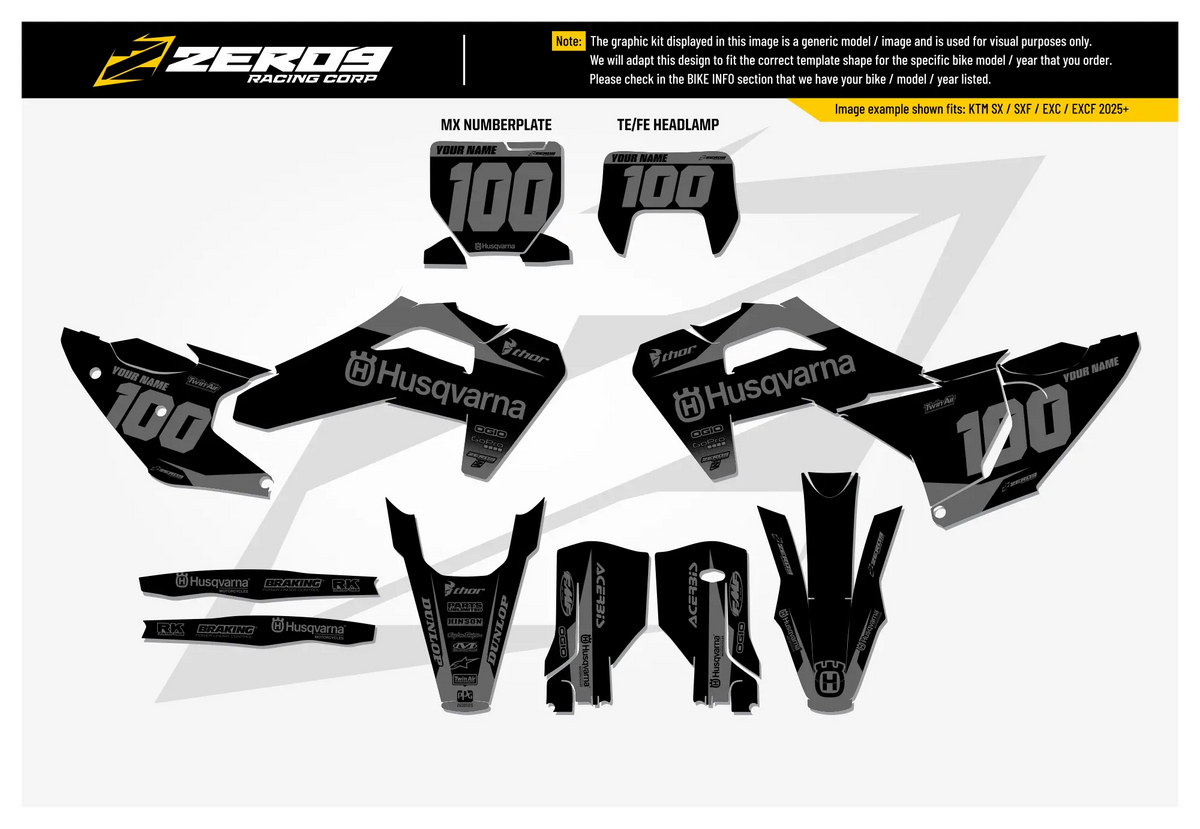 Husqvarna Graphics Kit - BLOK | Black/Grey GRAPHIC KIT