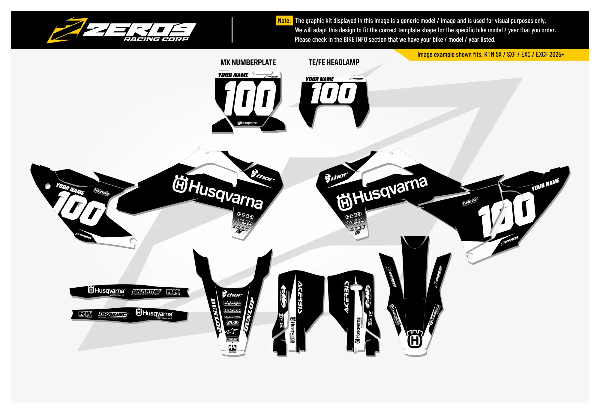 Husqvarna Graphics Kit - BLOK | Black/White GRAPHIC KIT