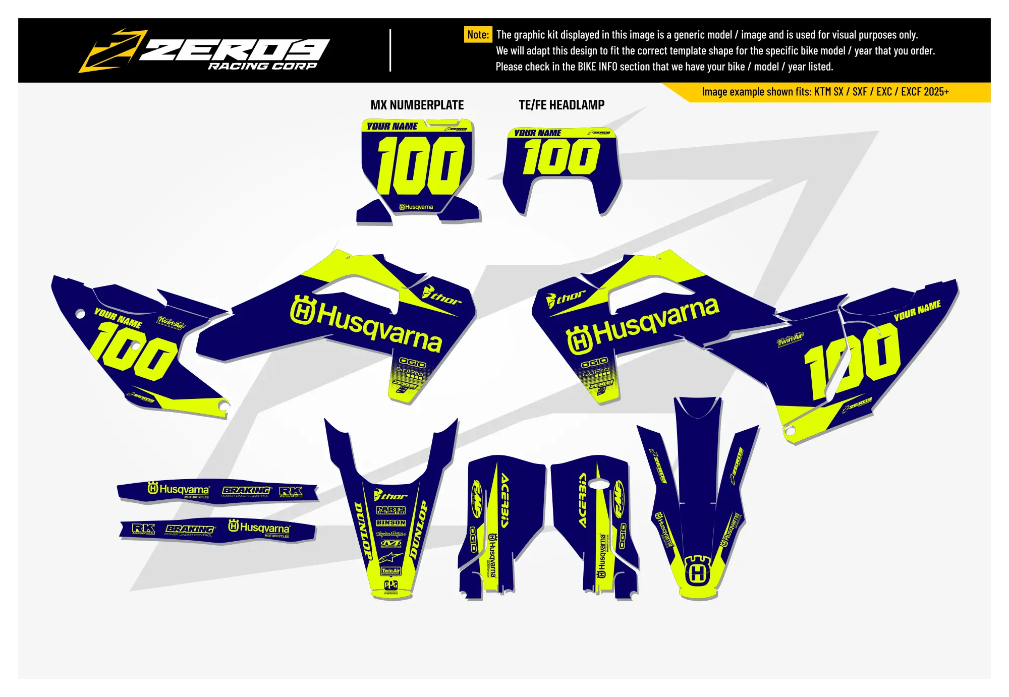 Husqvarna Graphics Kit - BLOK | Blue/Vivid Yellow GRAPHIC KIT
