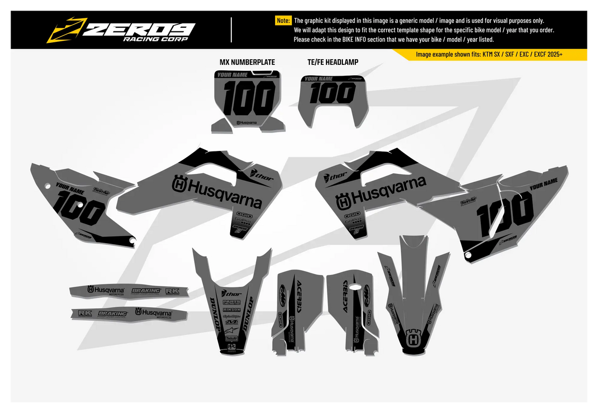 Husqvarna Graphics Kit - BLOK | Grey/Black GRAPHIC KIT