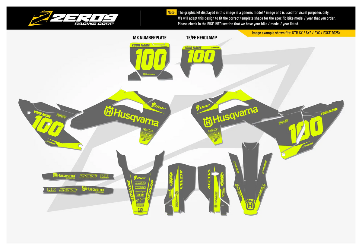 Husqvarna Graphics Kit - BLOK | Grey/Vivid Yellow GRAPHIC KIT
