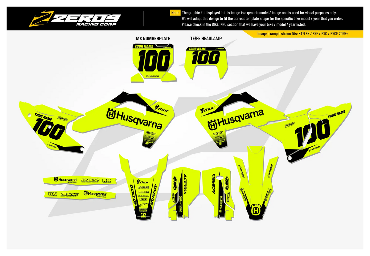 Husqvarna Graphics Kit - BLOK | Vivid Yellow/Black GRAPHIC KIT