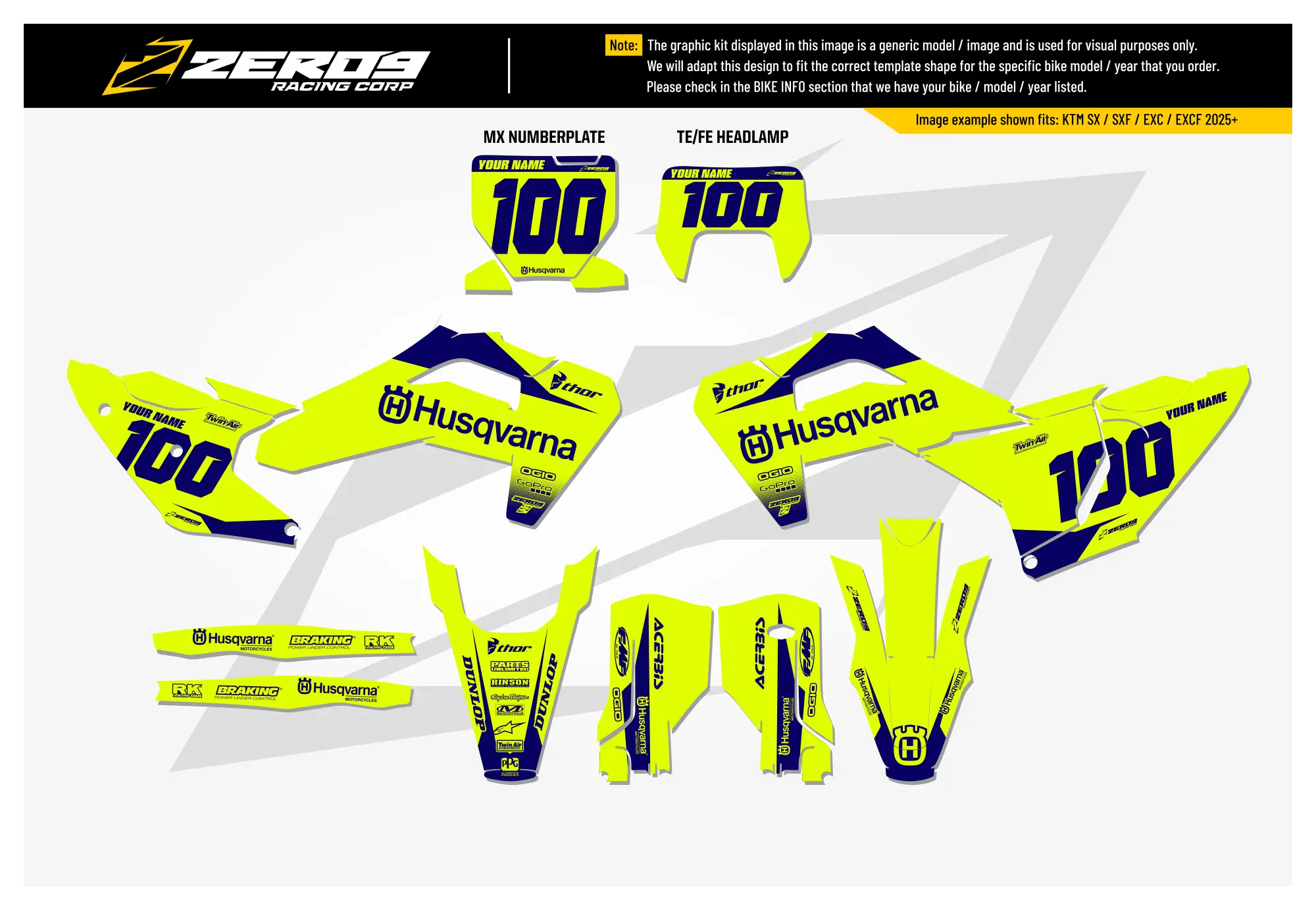 Husqvarna Graphics Kit - BLOK | Vivid Yellow/Blue GRAPHIC KIT
