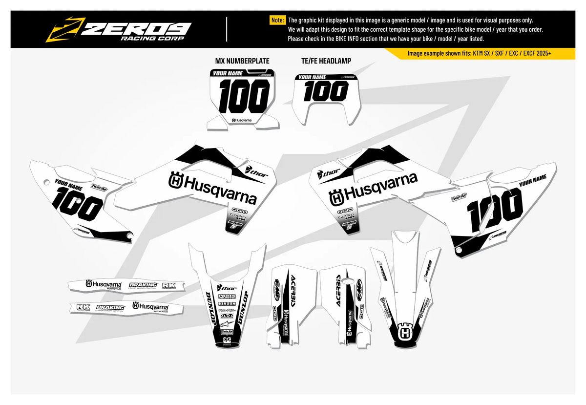Husqvarna Graphics Kit - BLOK | White/Black GRAPHIC KIT