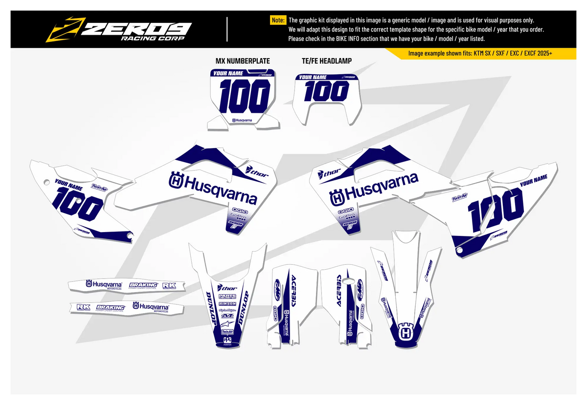 Husqvarna Graphics Kit - BLOK | White/Blue GRAPHIC KIT