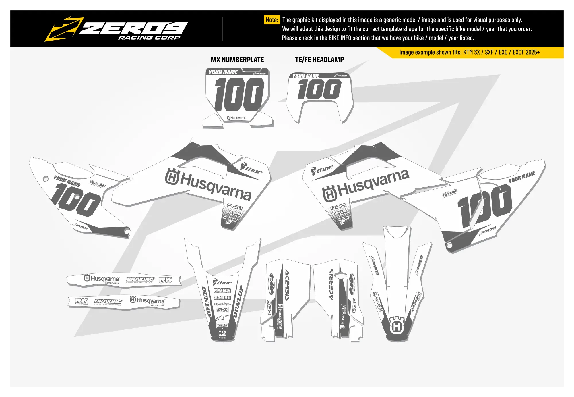 Husqvarna Graphics Kit - BLOK | White/Grey GRAPHIC KIT
