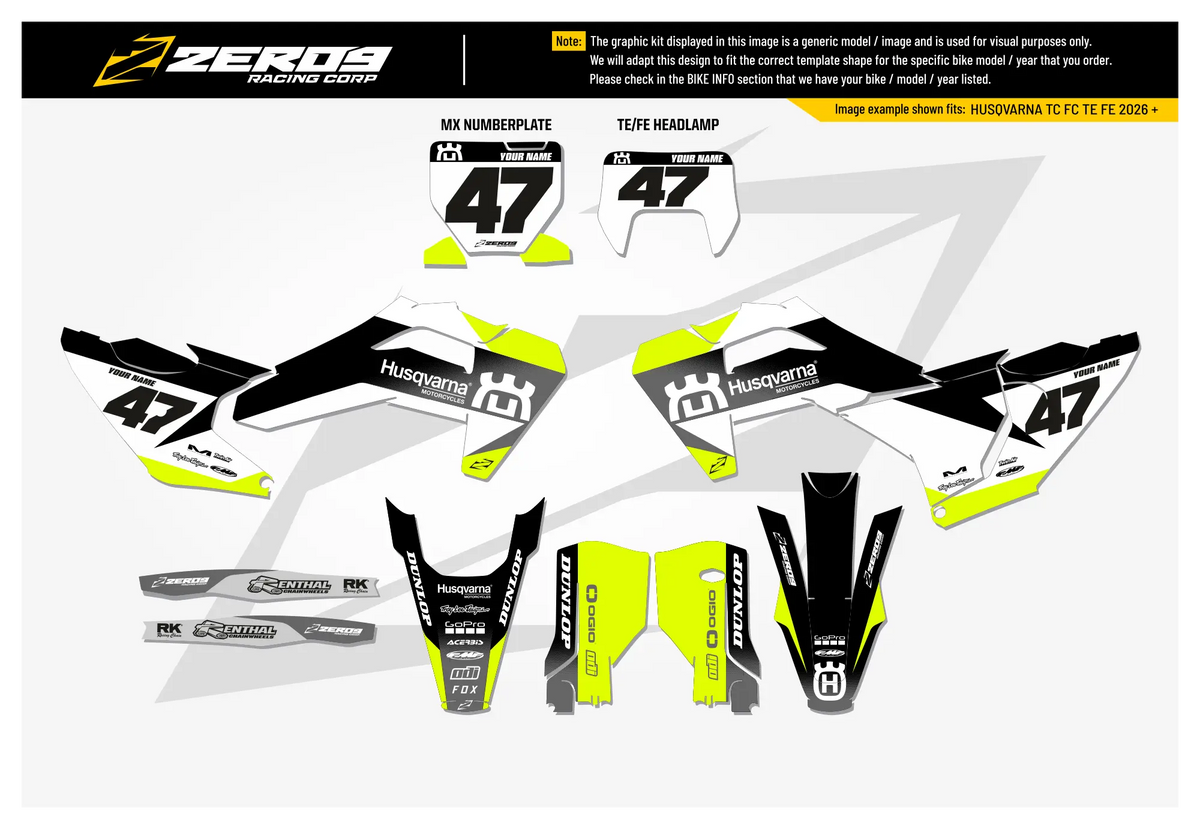 Husqvarna Graphics Kit - FADE | Black/Grey/Vivid Yellow GRAPHIC KIT