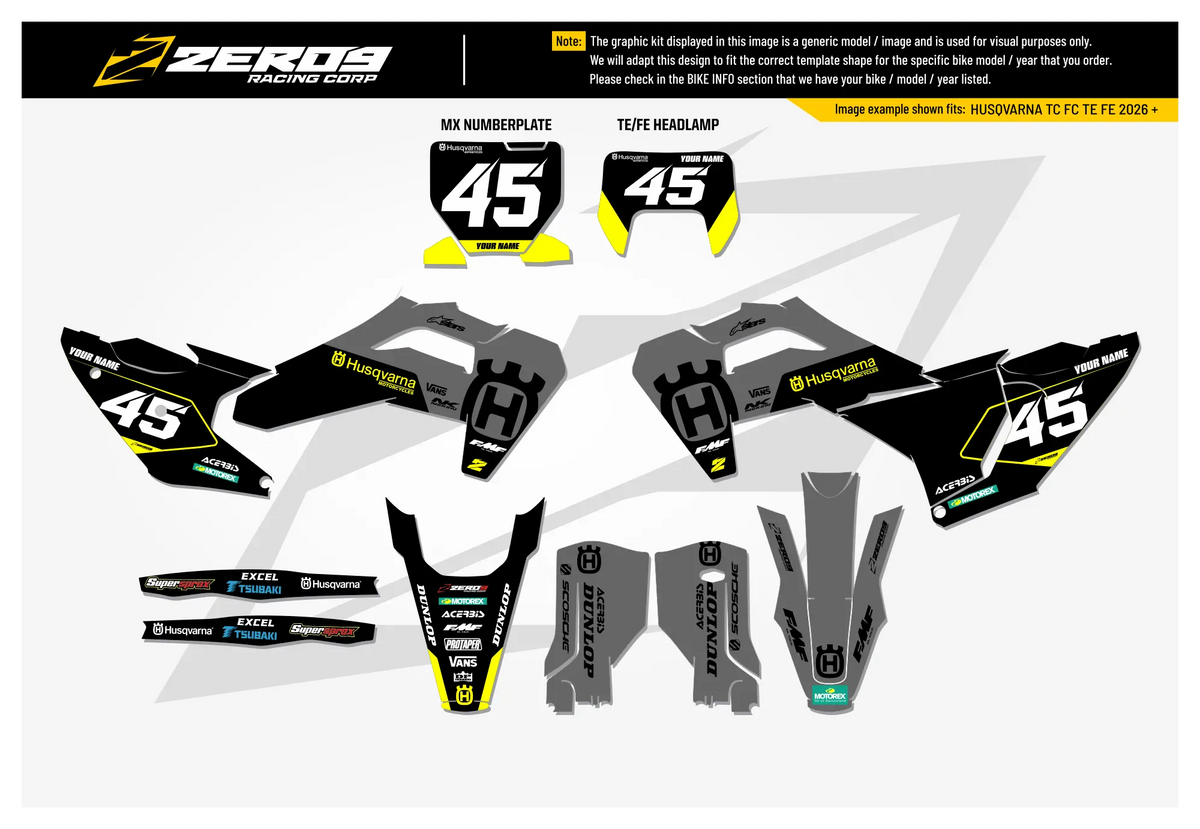 Husqvarna Graphics Kit - FLEX | Grey/Black GRAPHIC KIT