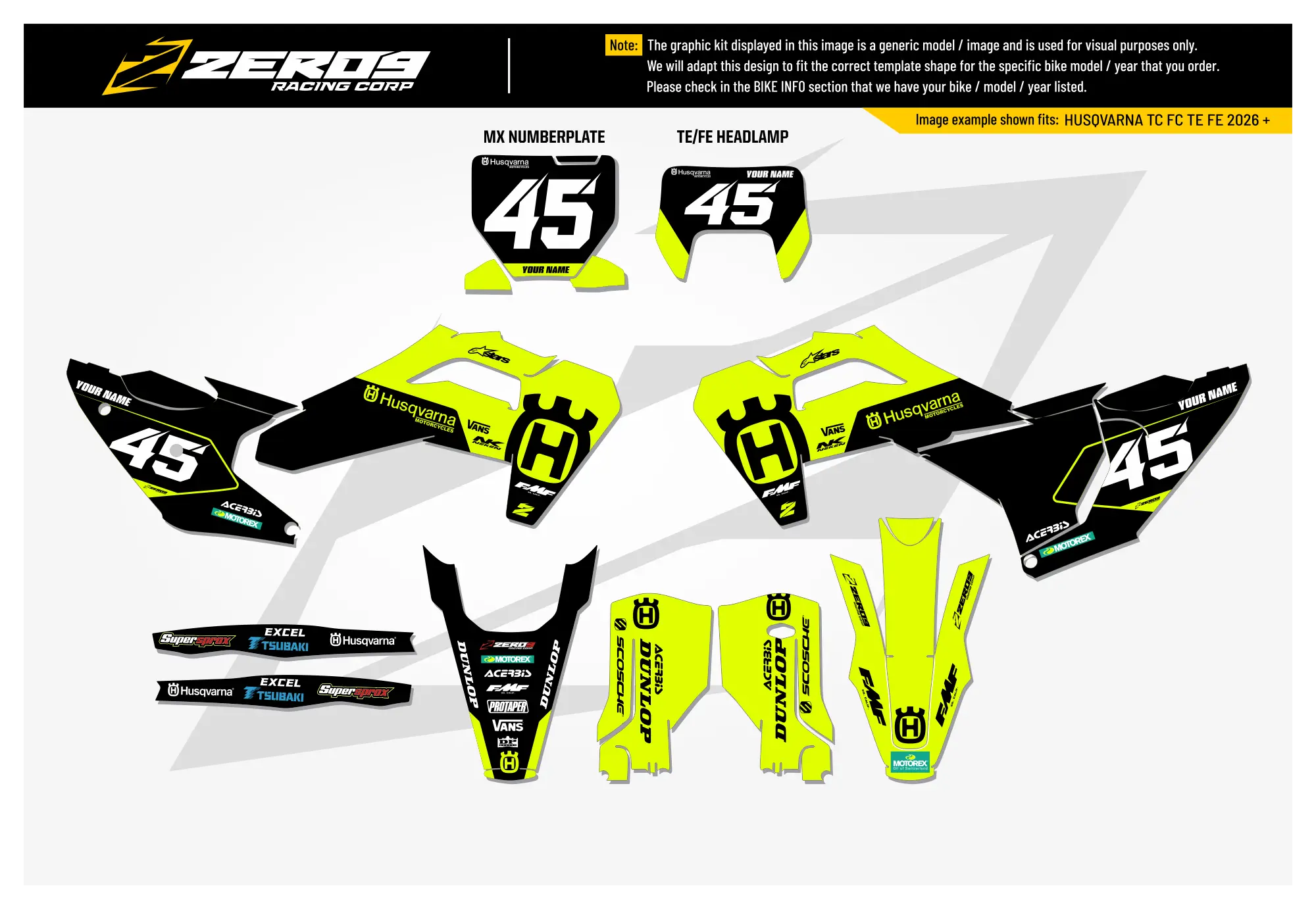 Husqvarna Graphics Kit - FLEX | Vivid Yellow/Black GRAPHIC KIT