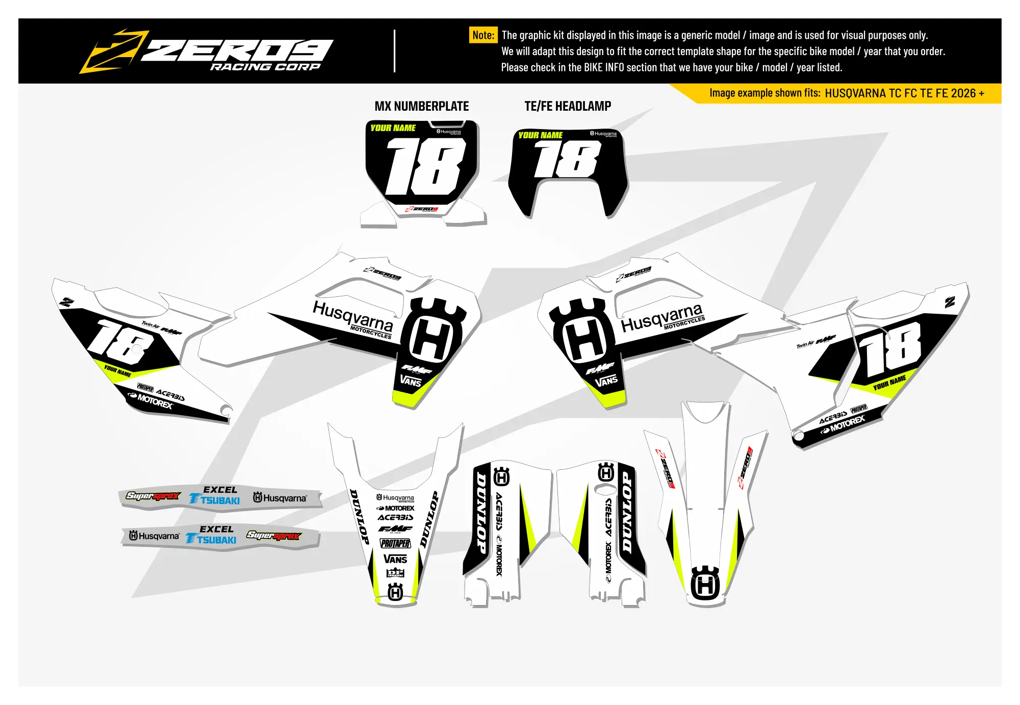 Husqvarna Graphics Kit - LEGION | White/Black GRAPHIC KIT