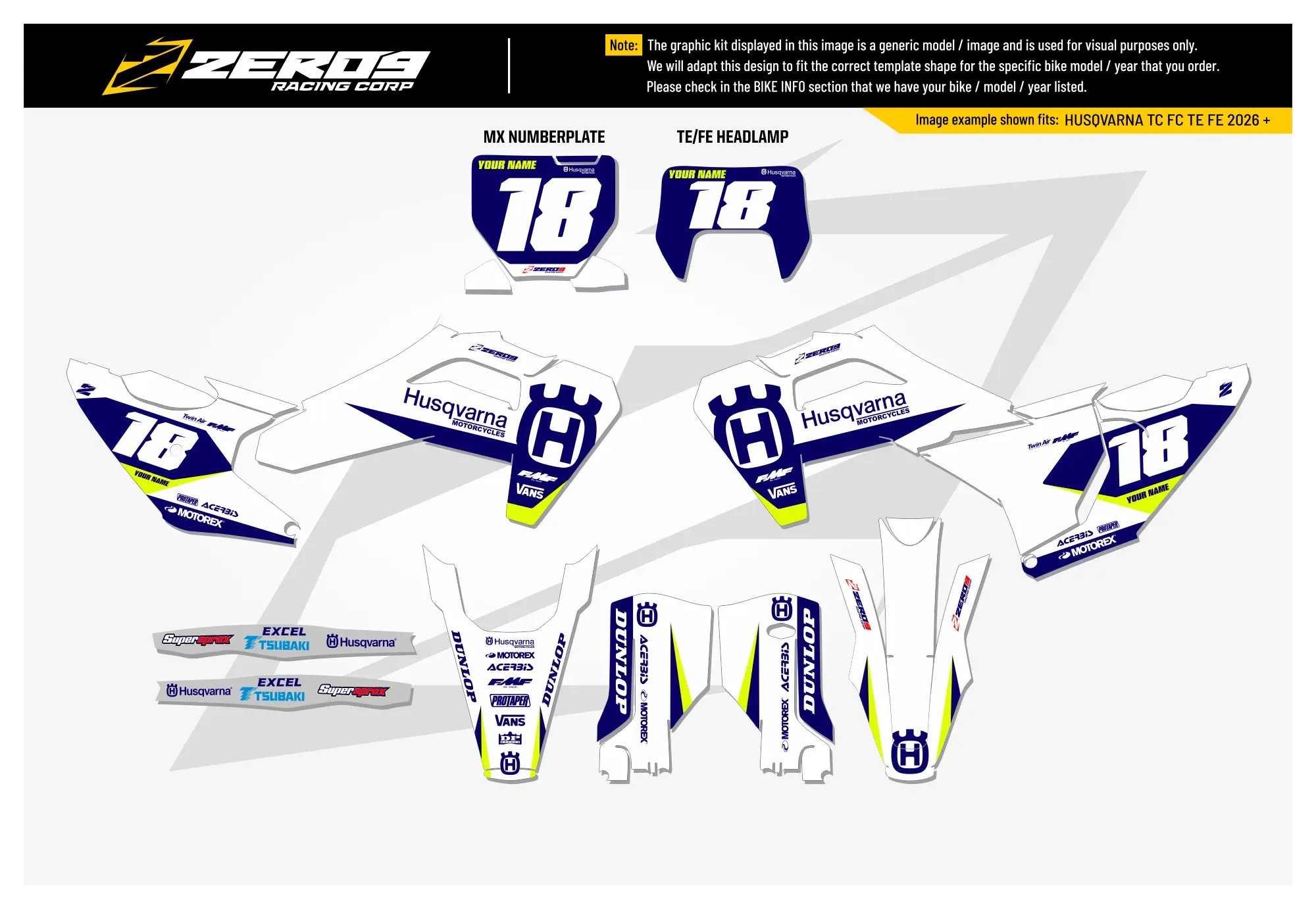 Husqvarna Graphics Kit - LEGION | White/Blue GRAPHIC KIT