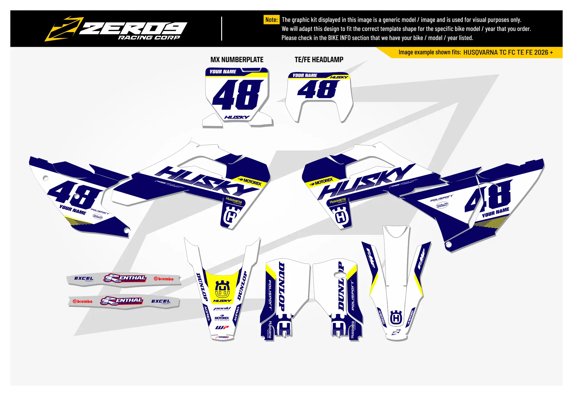 Husqvarna Graphics Kit - ONYX | White/Blue GRAPHIC KIT