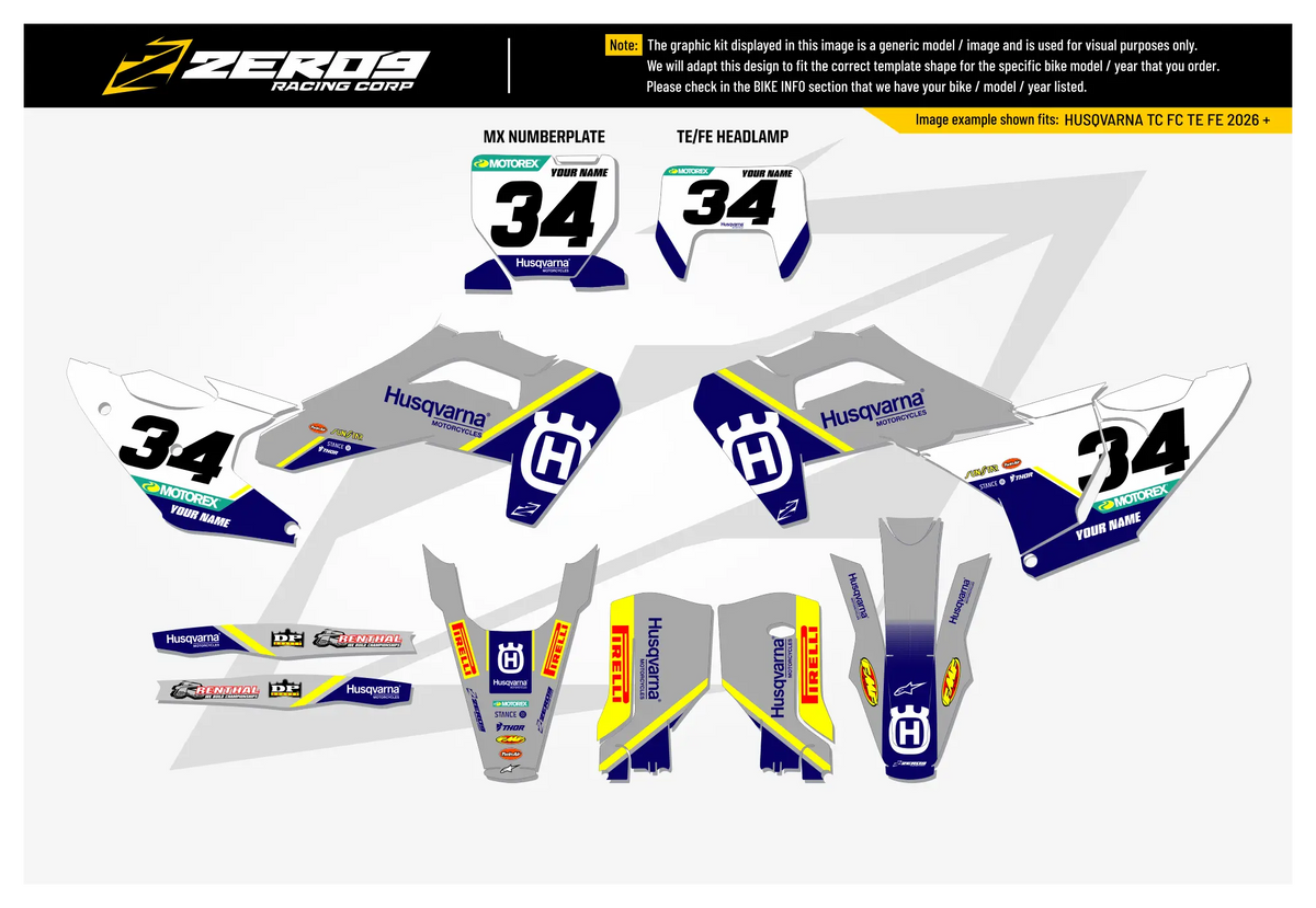 Husqvarna Graphics Kit - PULSE | Grey/Blue GRAPHIC KIT