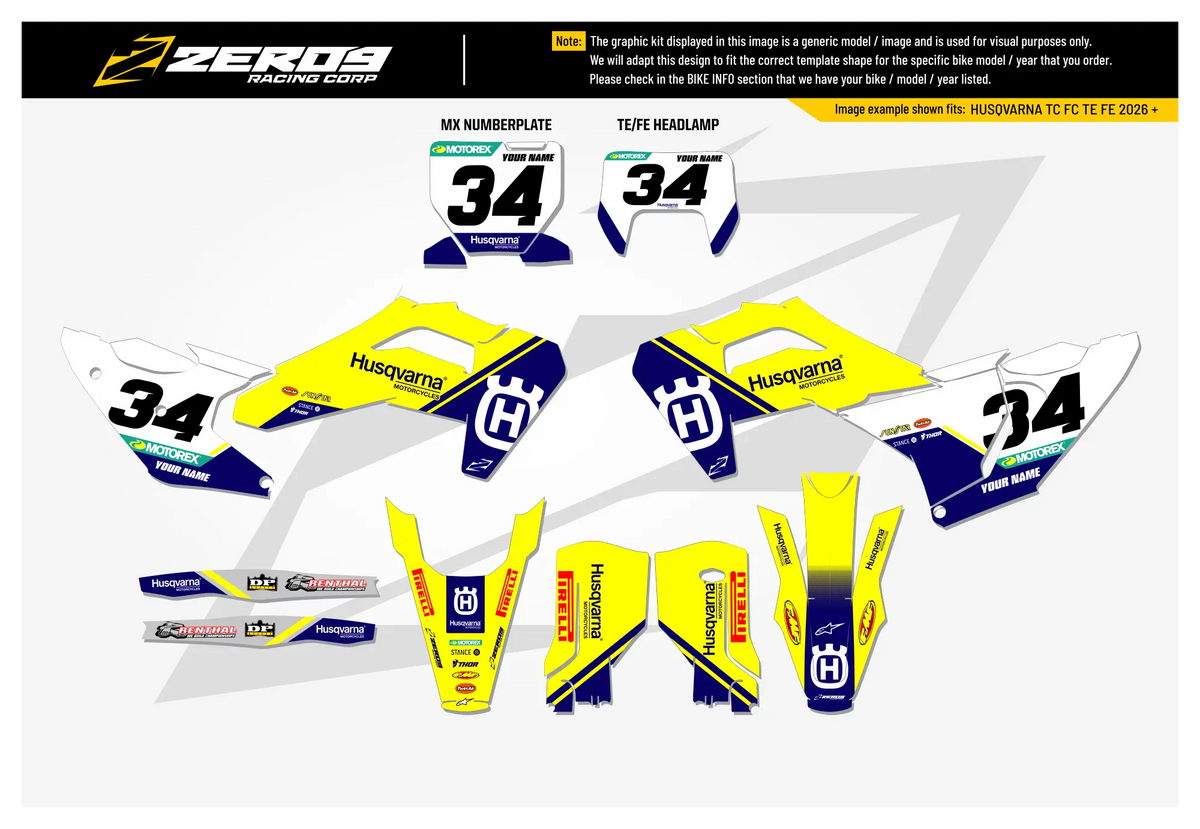 Husqvarna Graphics Kit - PULSE | Yellow/Blue GRAPHIC KIT