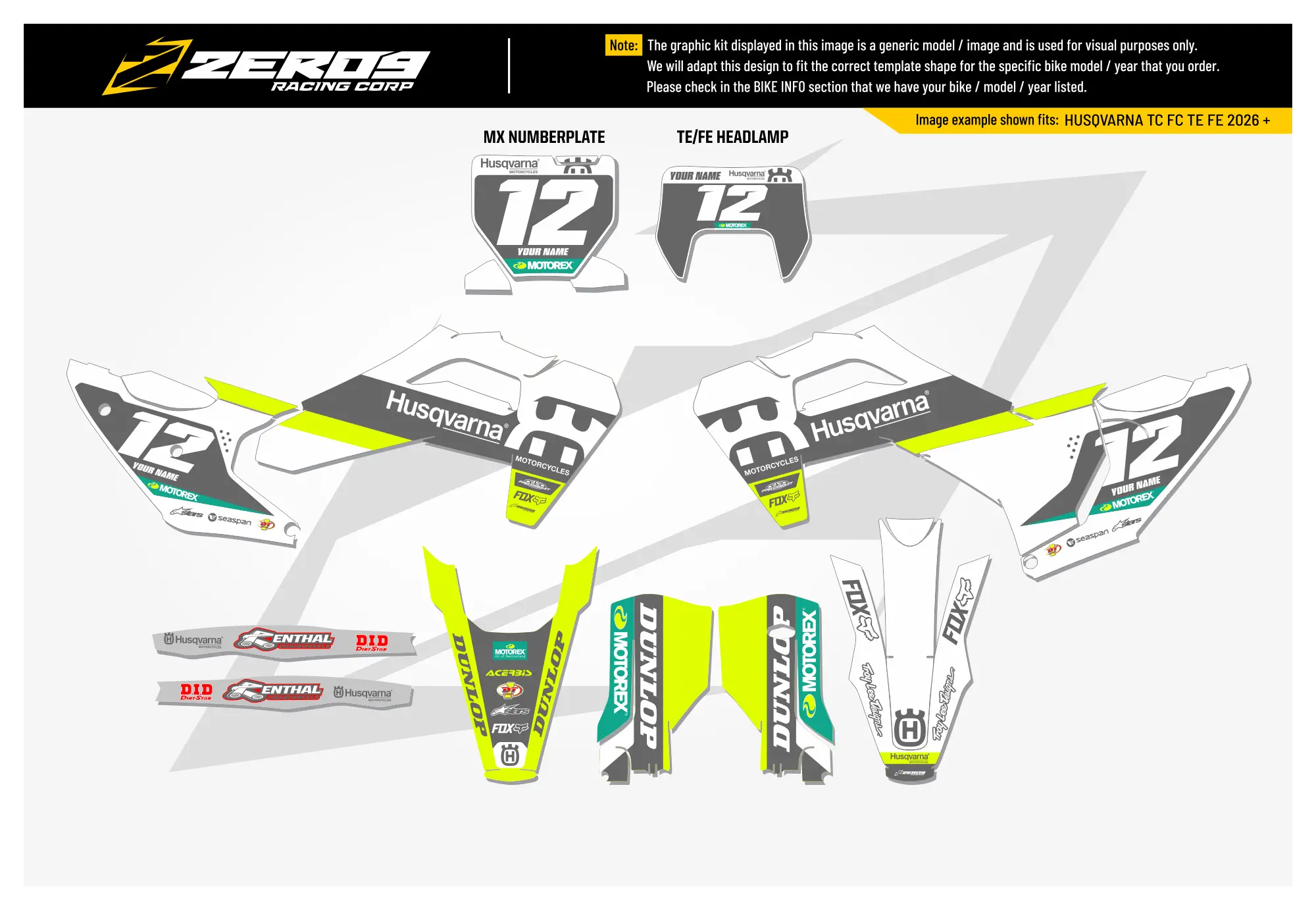 Husqvarna Graphics Kit - RACE | White/Grey GRAPHIC KIT