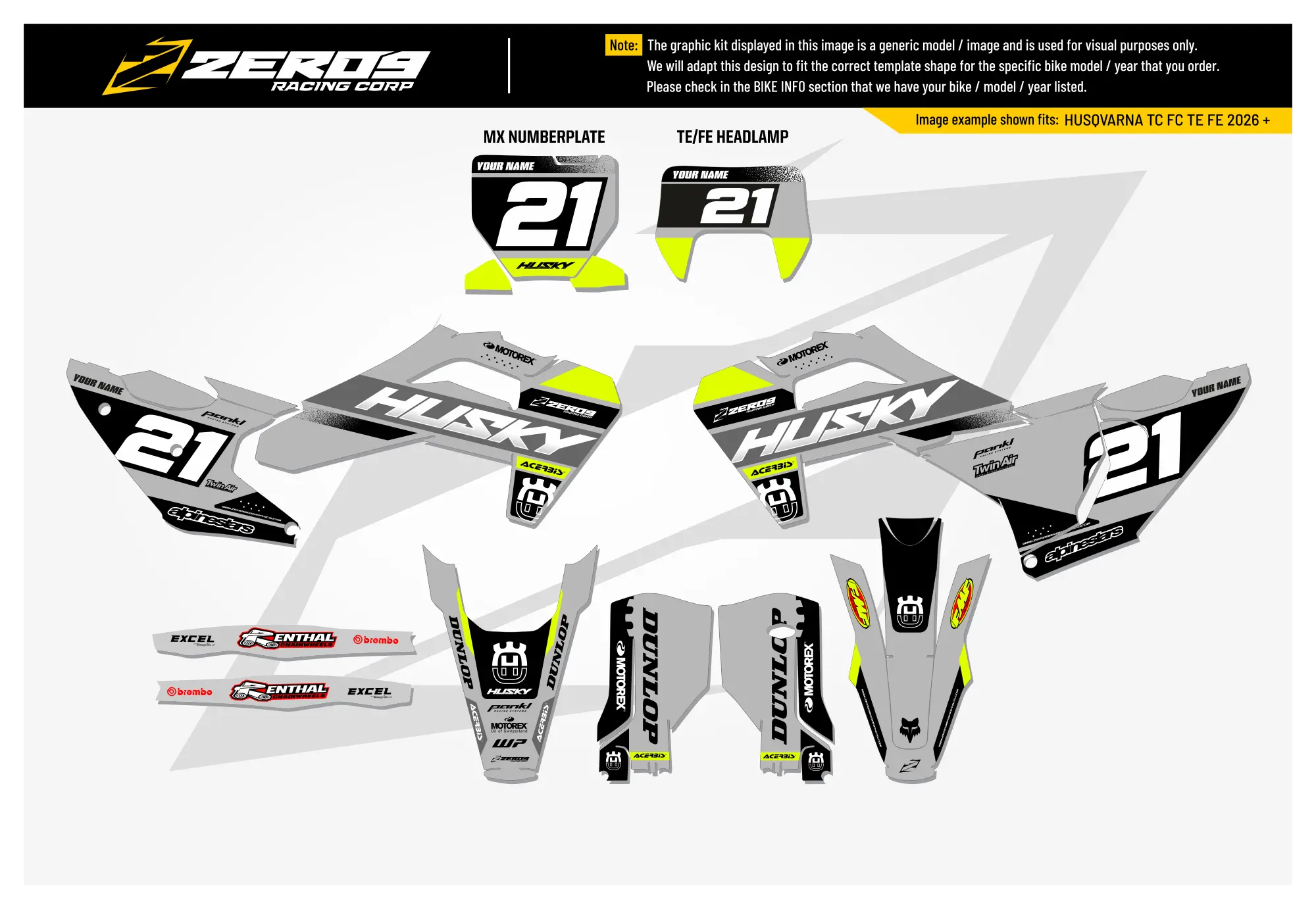Husqvarna Graphics Kit - RIZE | Grey GRAPHIC KIT