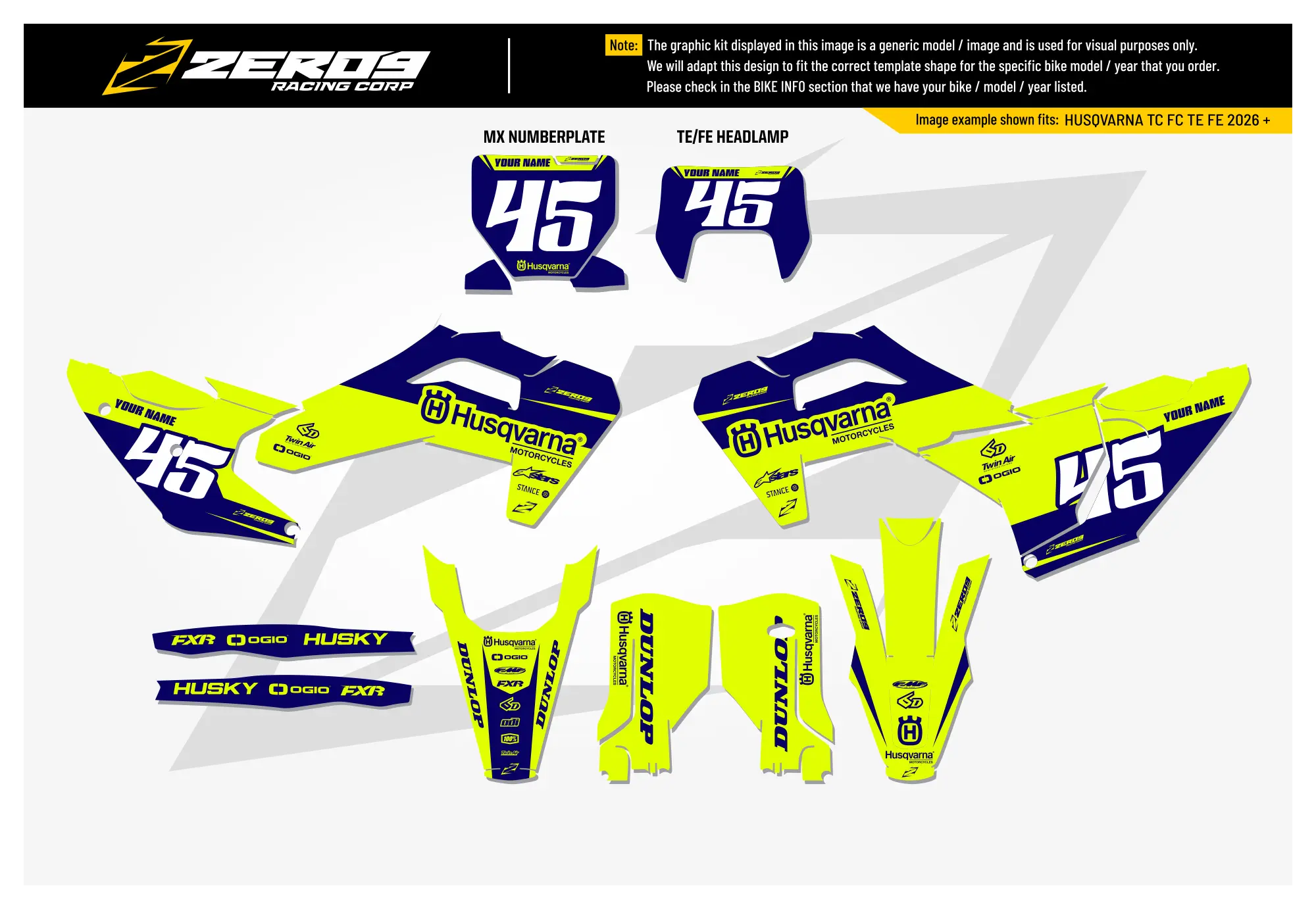 Husqvarna Graphics Kit - SHIFT | Vivid Yellow/Blue GRAPHIC KIT