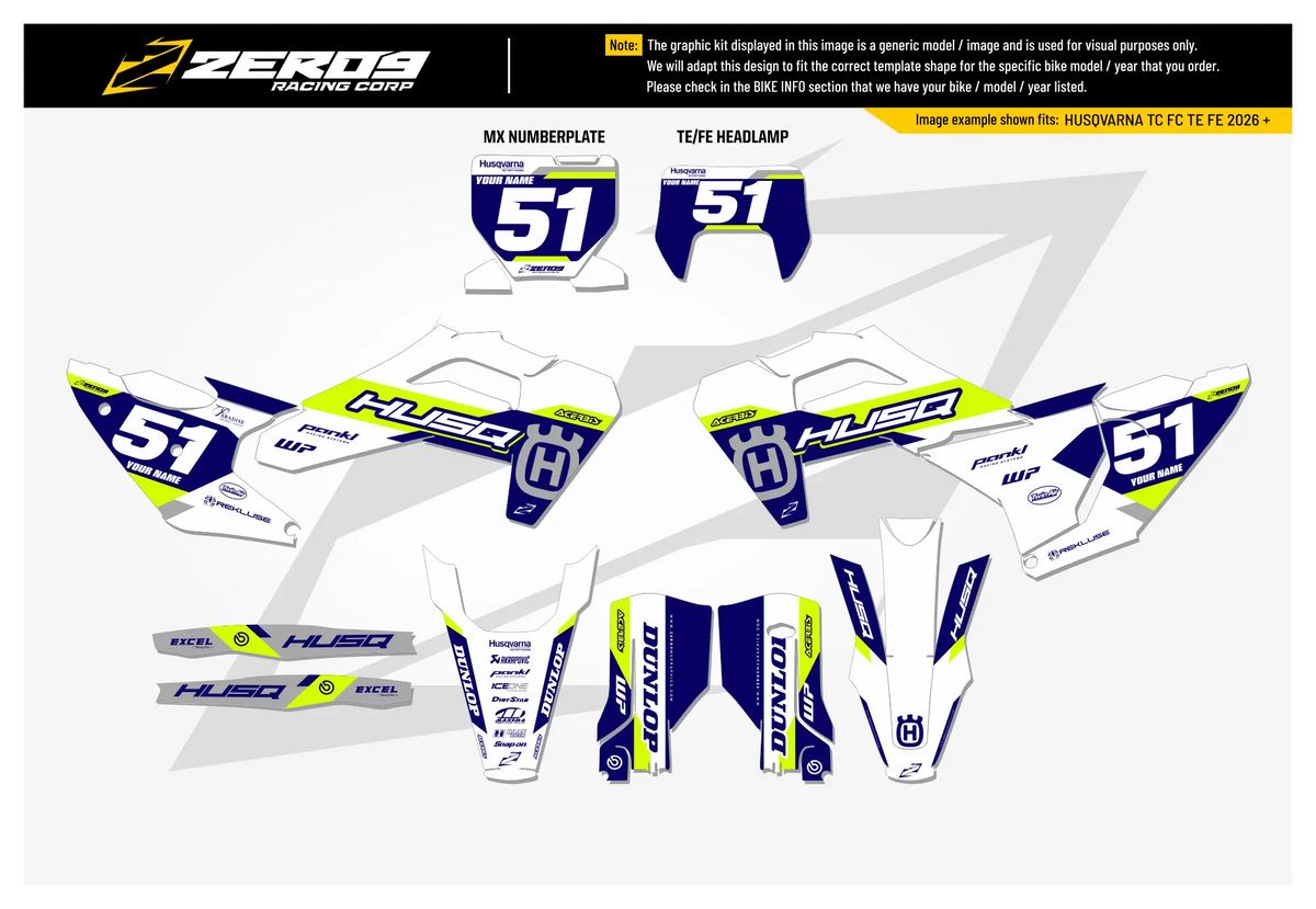 Husqvarna Graphics Kit - STUX | White/Blue/Vivid Yellow GRAPHIC KIT