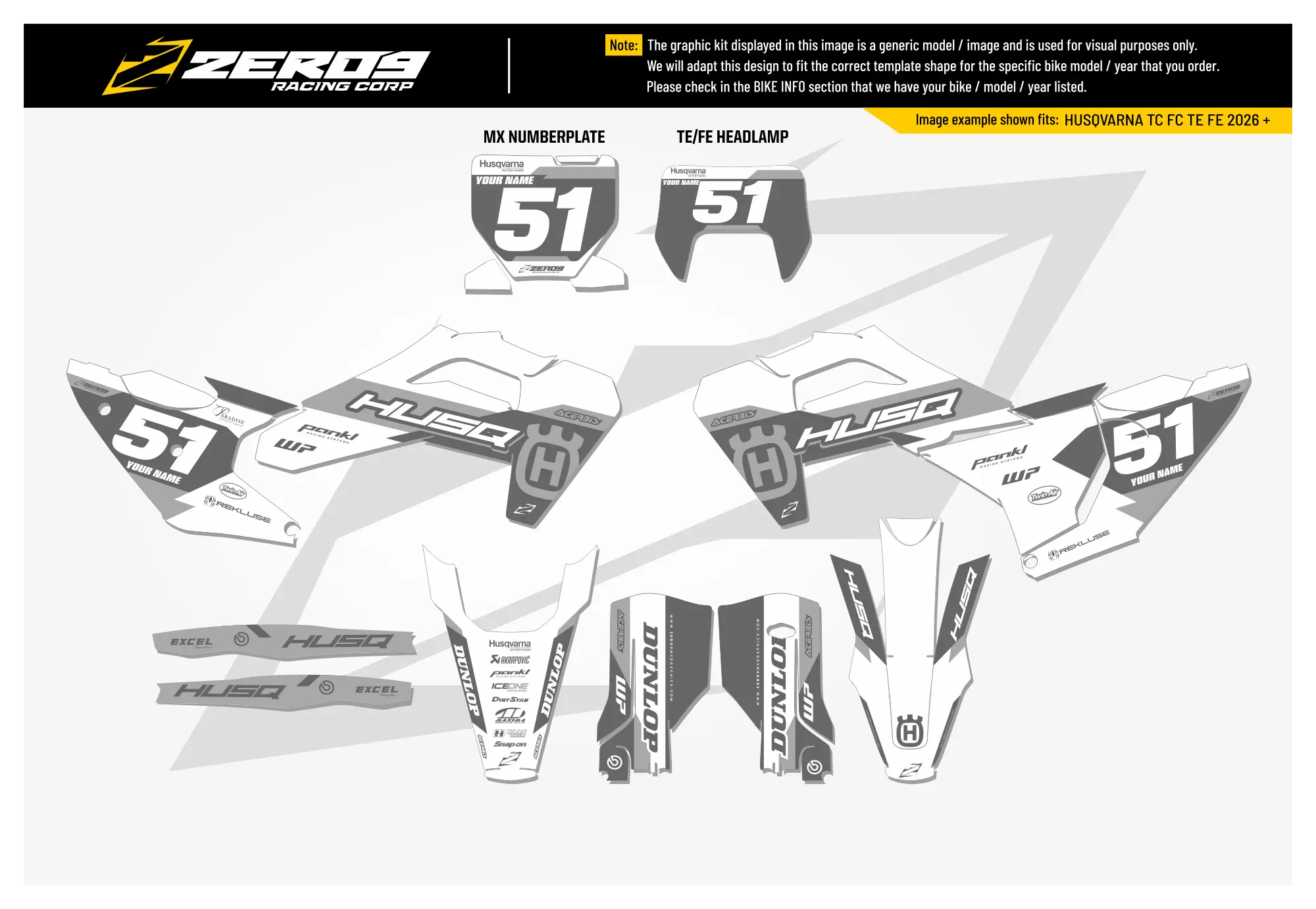 Husqvarna Graphics Kit - STUX | White/Grey GRAPHIC KIT