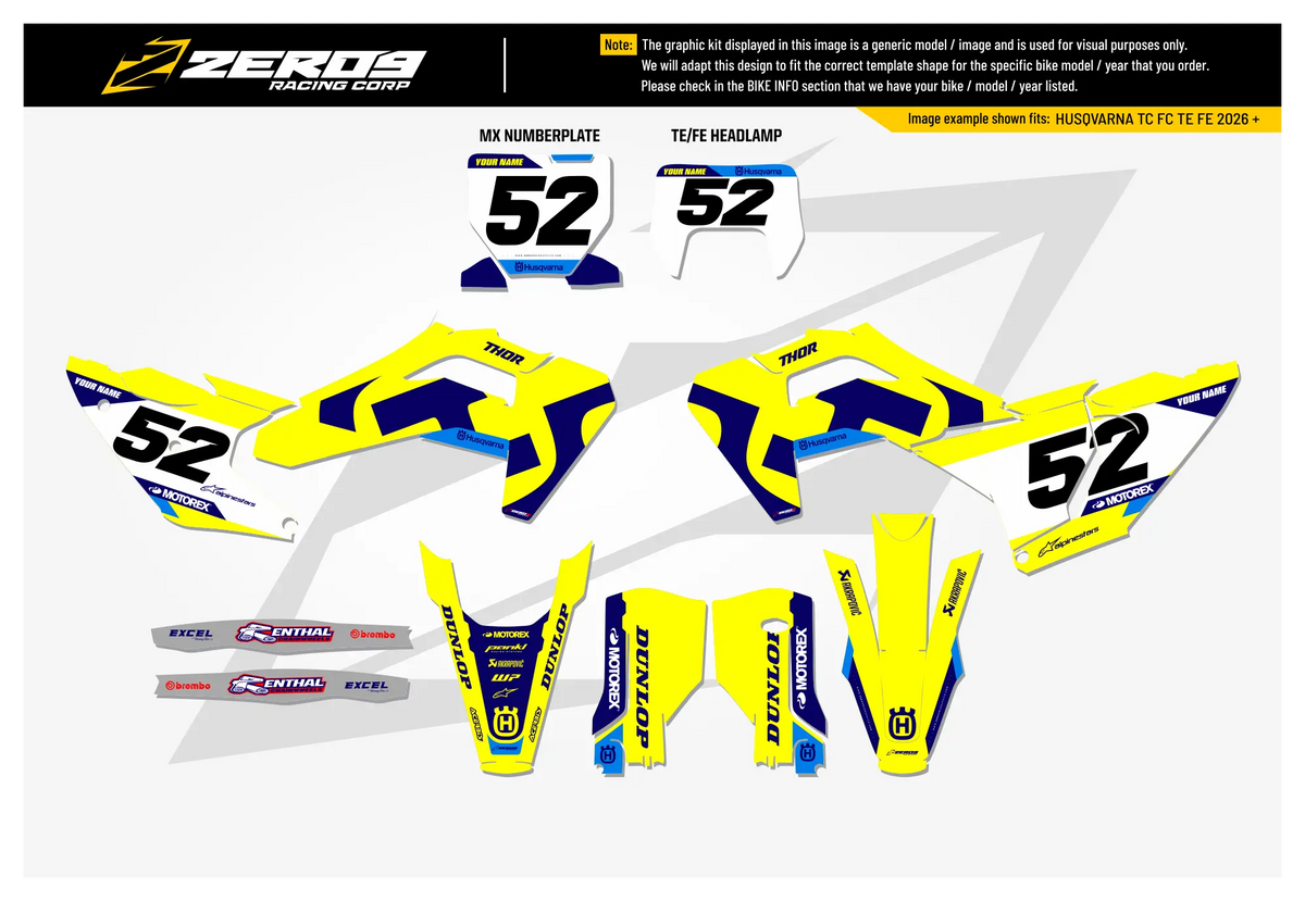 Husqvarna Graphics Kit - TRAX | Yellow GRAPHIC KIT