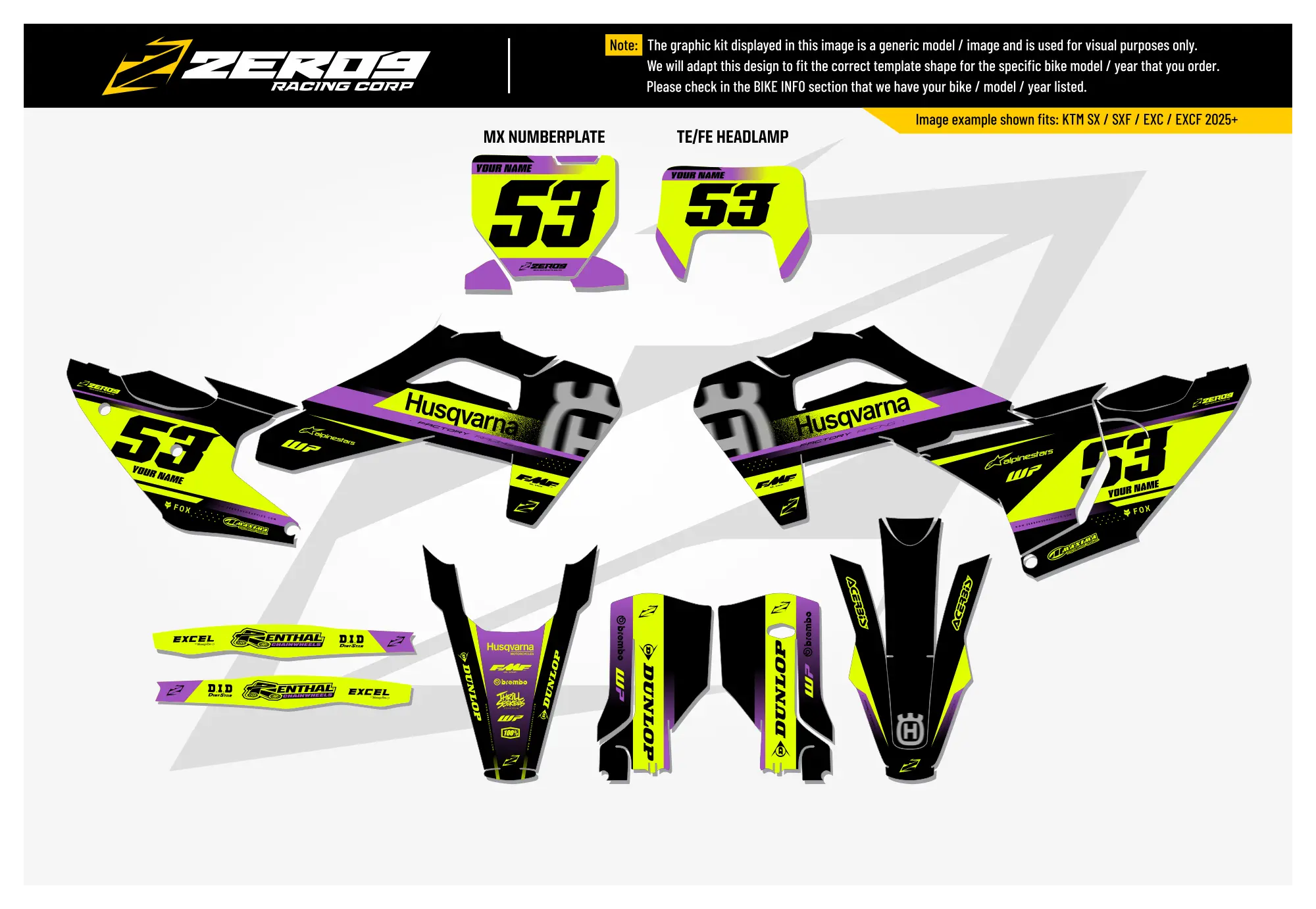 Husqvarna Graphics Kit - VEGA | Black/Vivid Yellow GRAPHIC KIT
