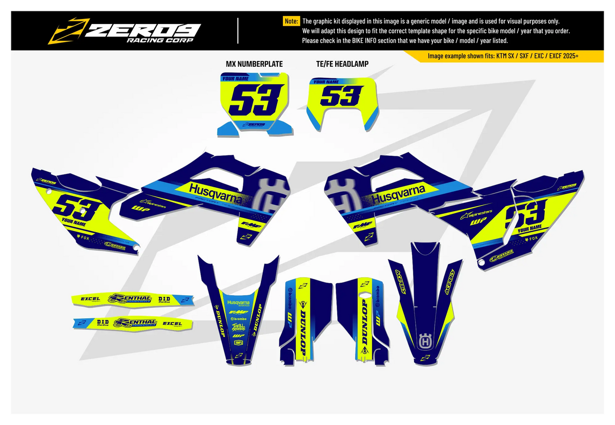 Husqvarna Graphics Kit - VEGA | Blue/Vivid Yellow GRAPHIC KIT