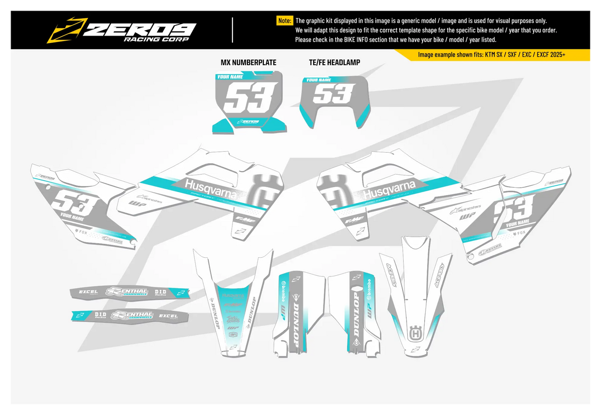 Husqvarna Graphics Kit - VEGA | White/Turquoise GRAPHIC KIT