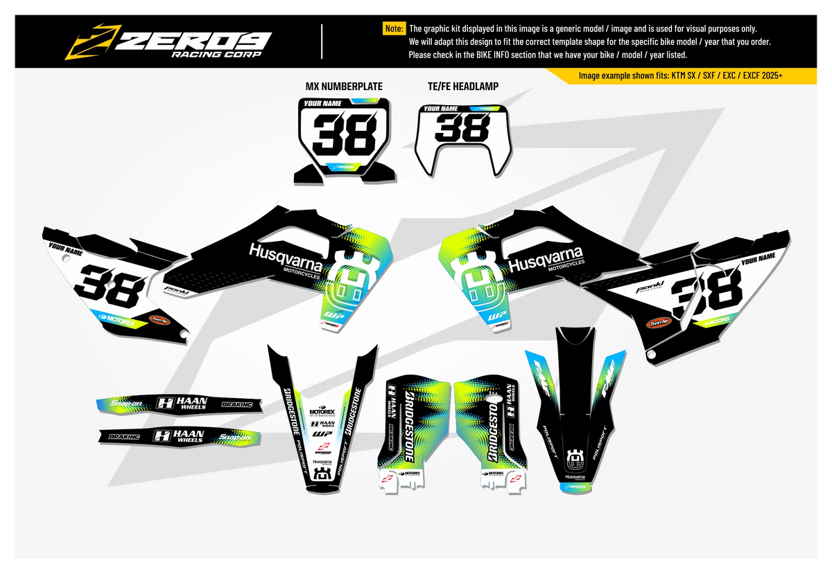 Husqvarna Graphics Kit - VIBE | Black/Vivid Yellow GRAPHIC KIT