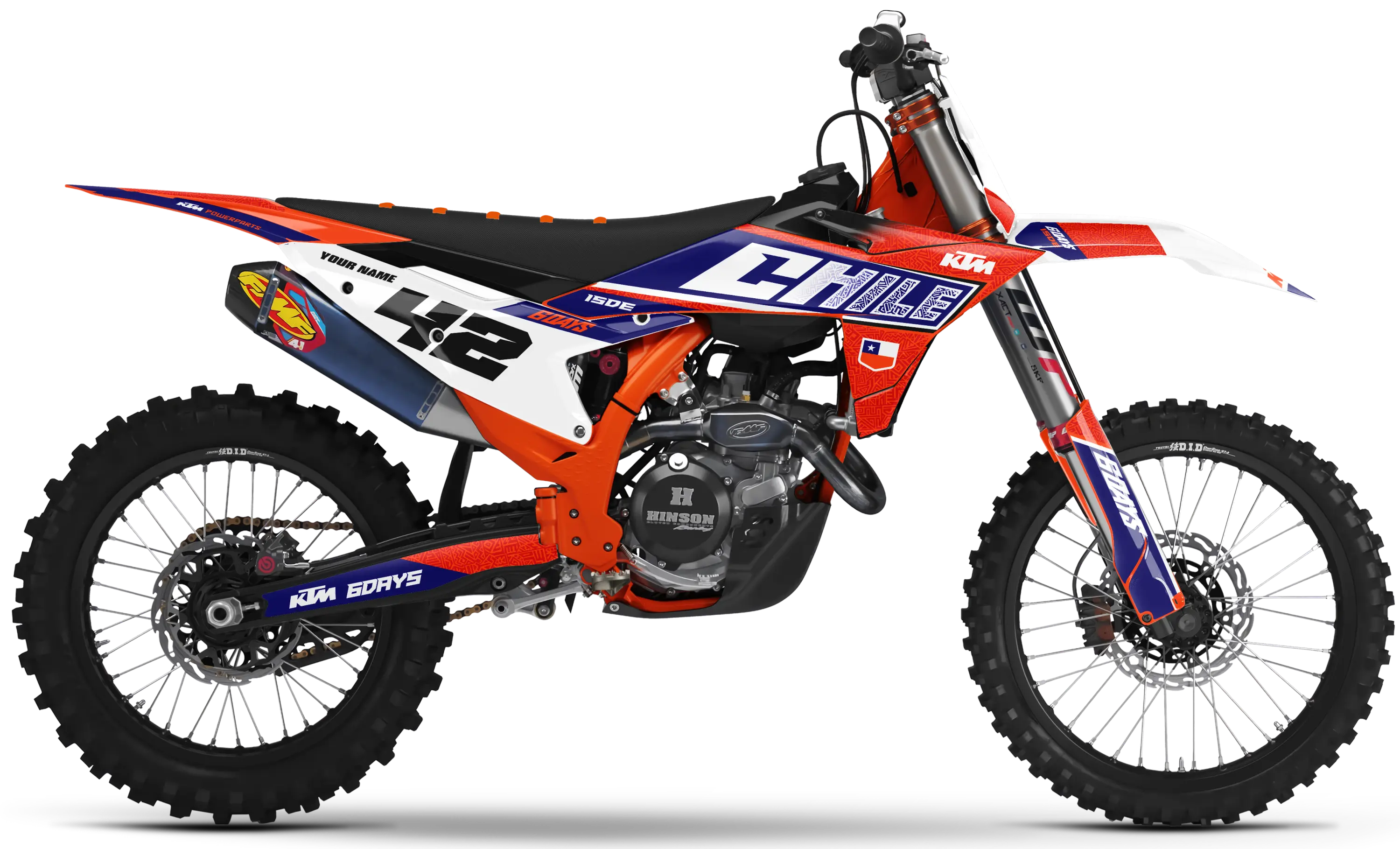 KTM graphics kit – 6Days Chile Orange/Blue – factory design – motocross.