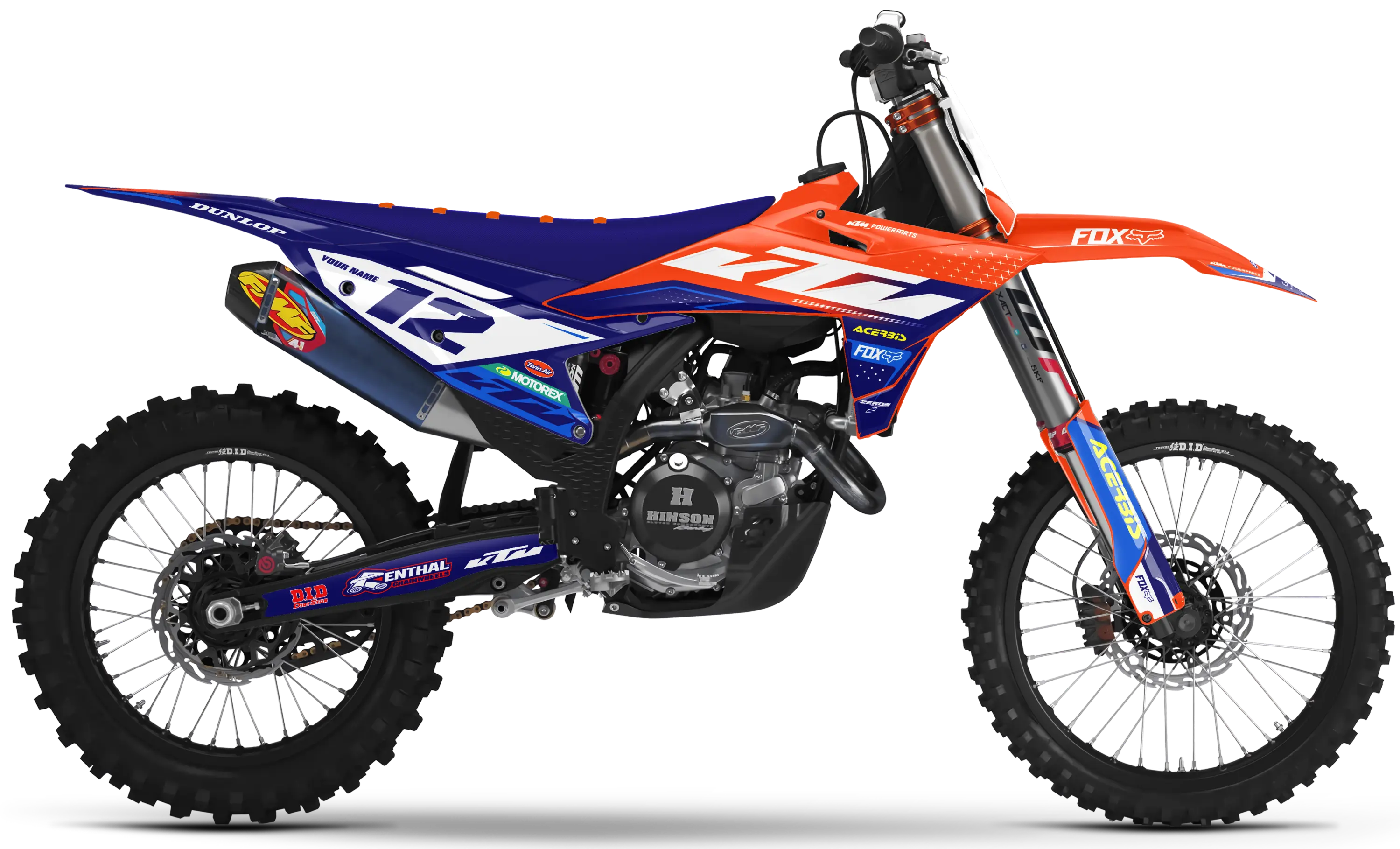KTM graphics kit – Axis Orange/Blue – block design – motocross.