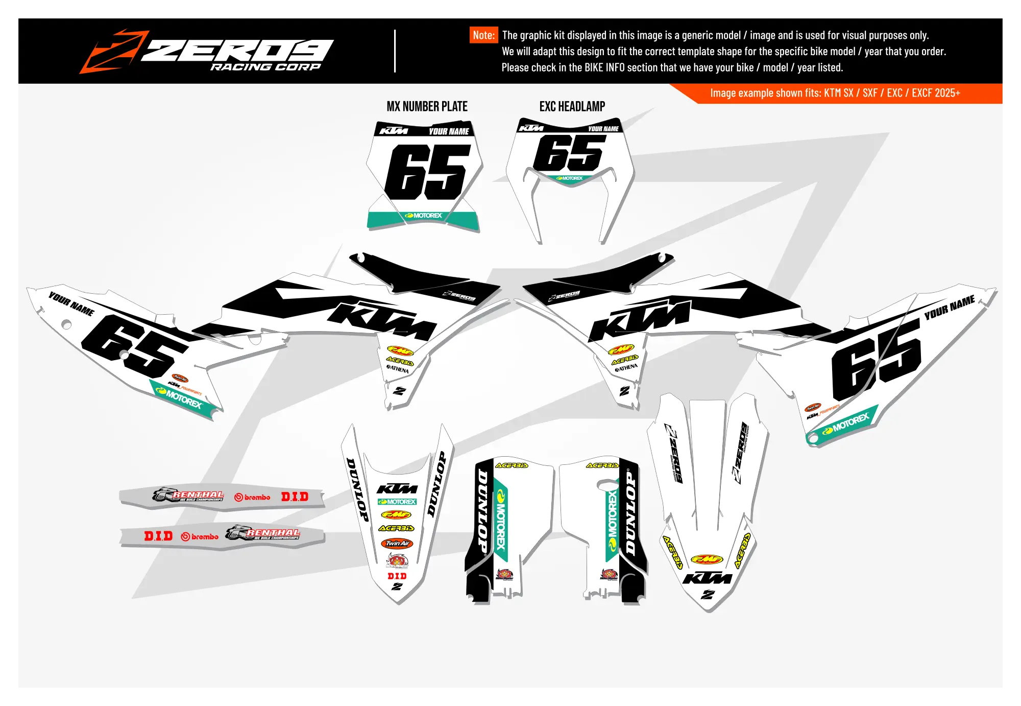KTM graphics kit – Blitz White – factory design – motocross.