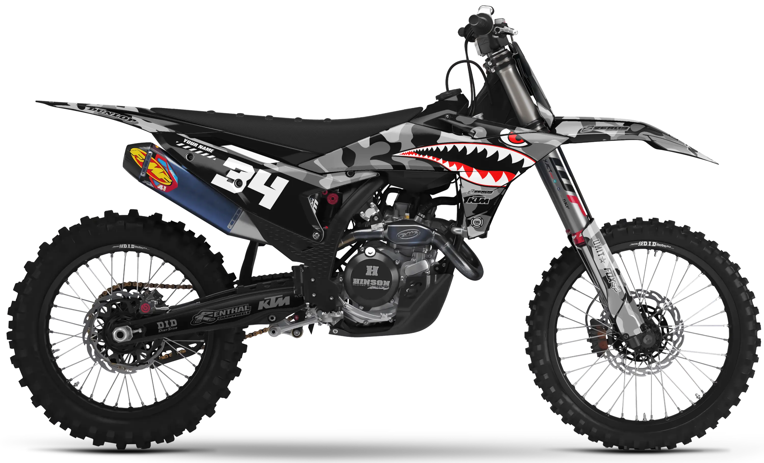 KTM graphics kit – Bomber Grey – block design – motocross – SX motocross.