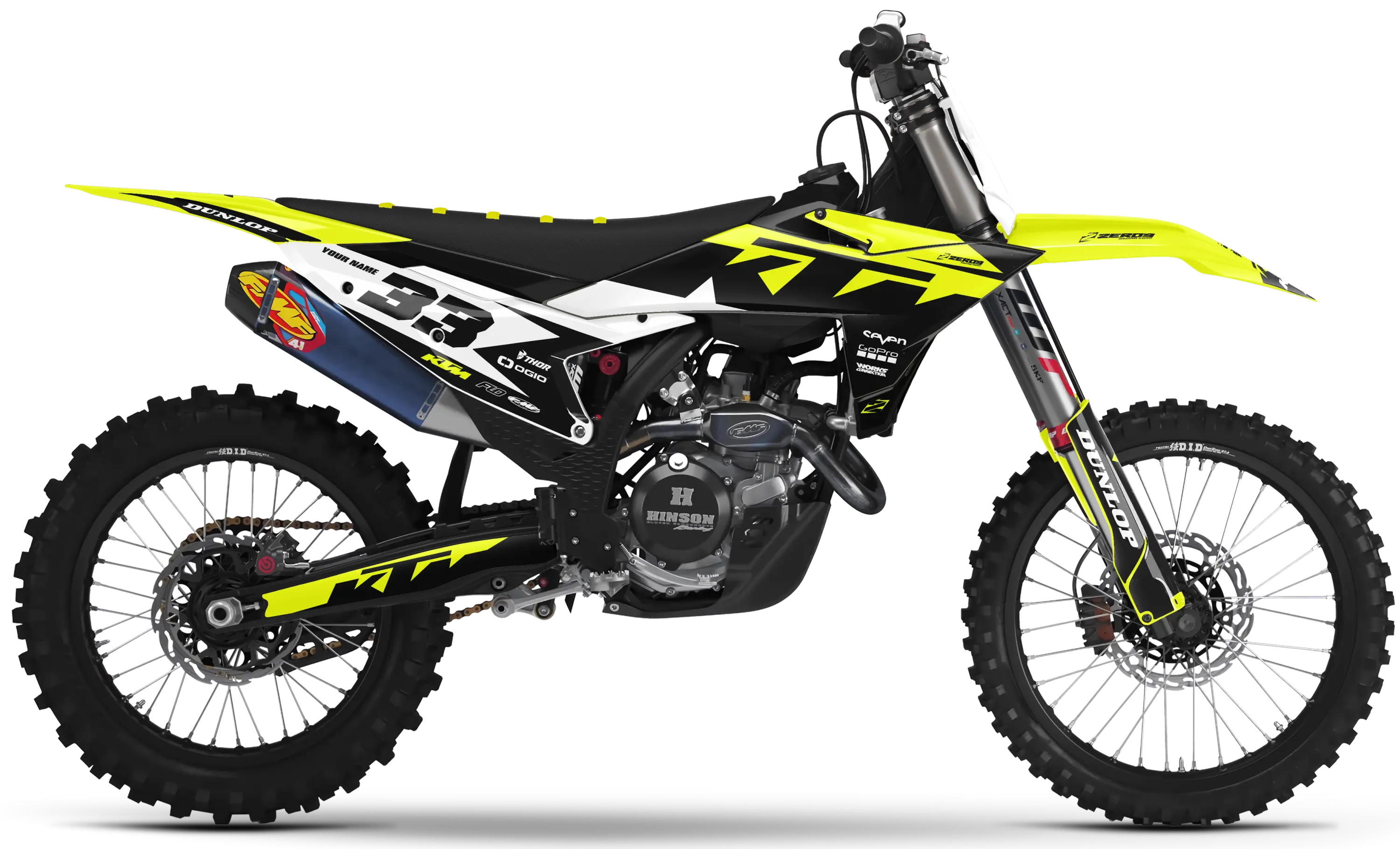 KTM graphics kit – Cruise Vivid Yellow/Black – factory design – SX motocross.