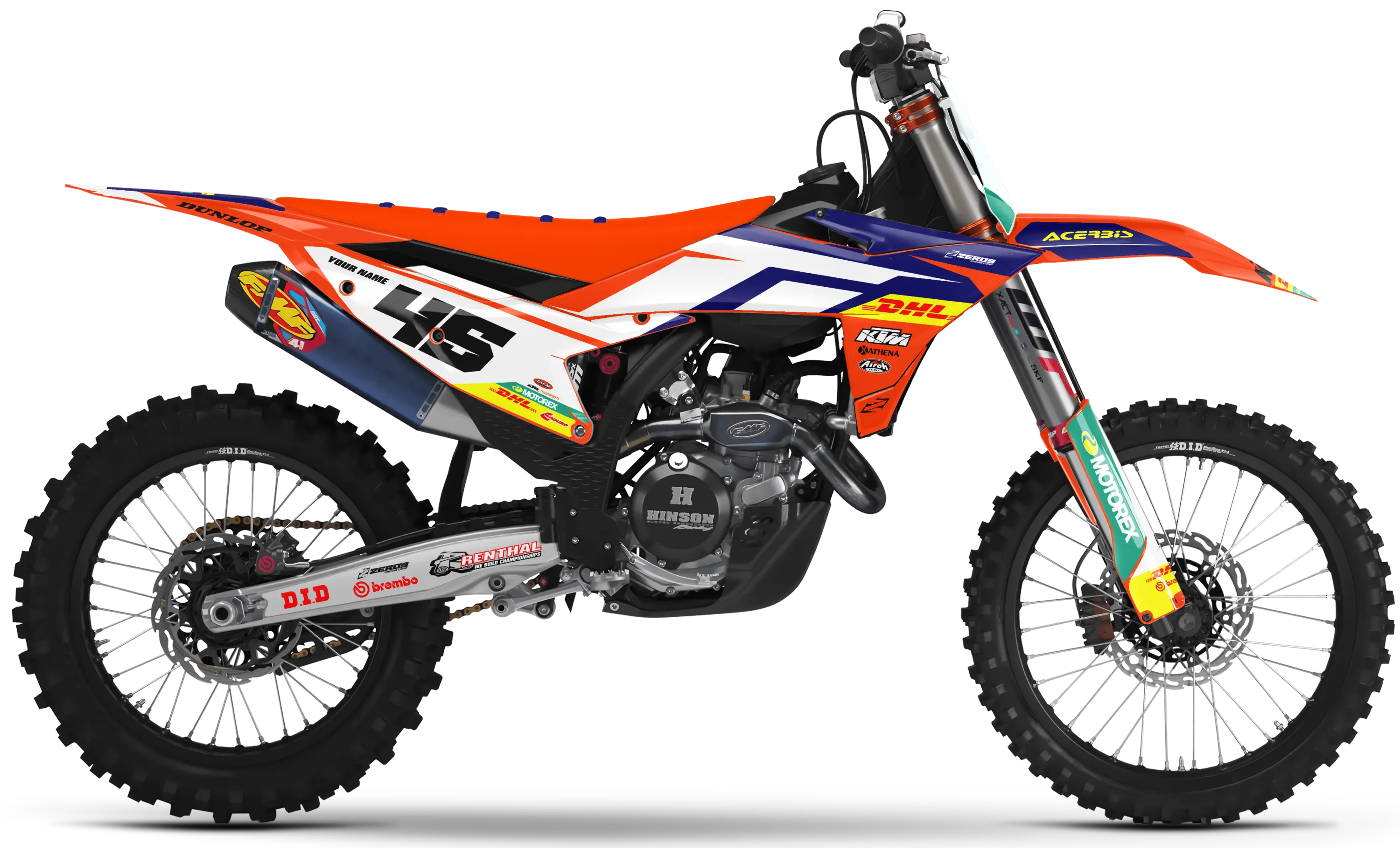 KTM graphics kit – DHL Team Issue – team issue design – motocross – SX motocross.
