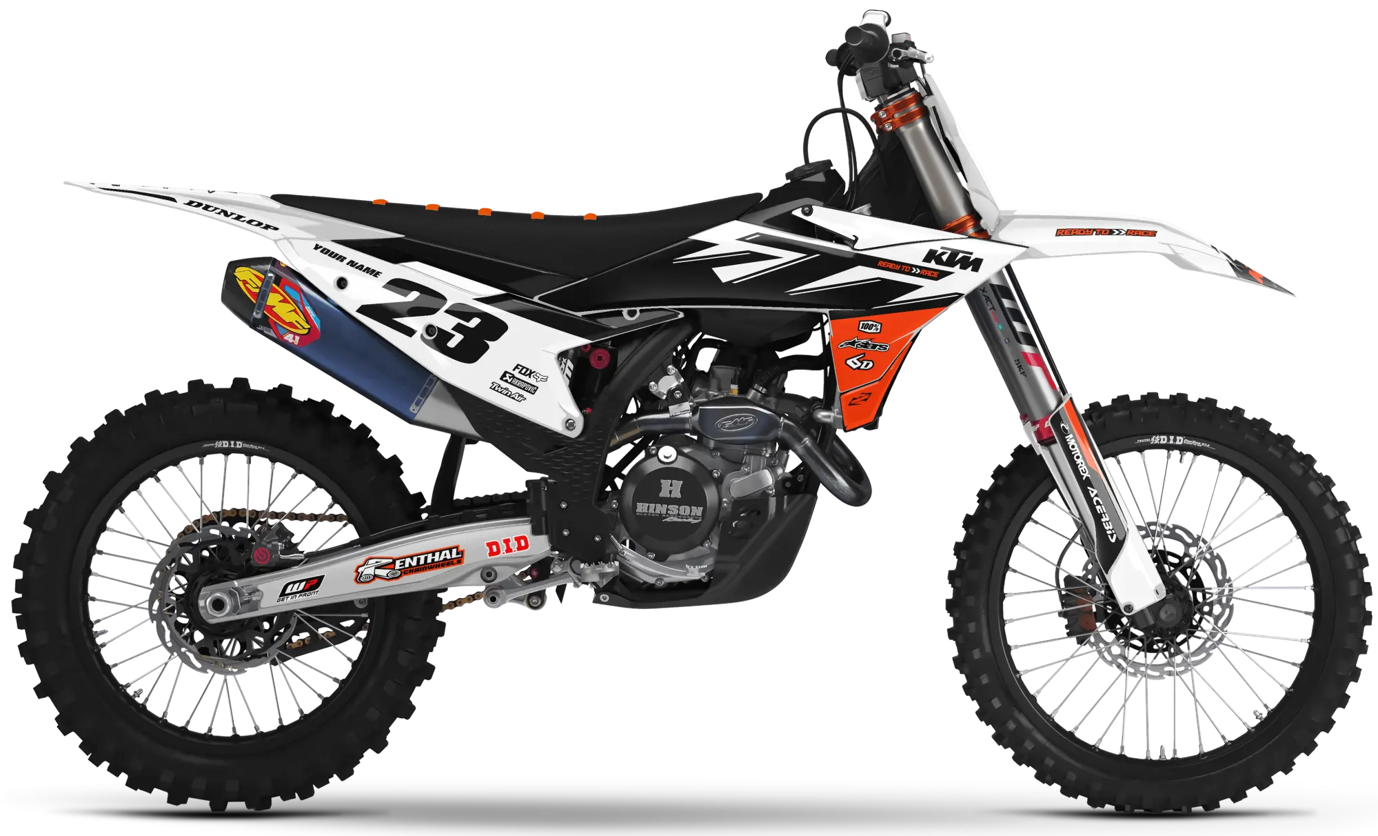 KTM graphics kit – Edge White/Black – factory design – SX motocross.